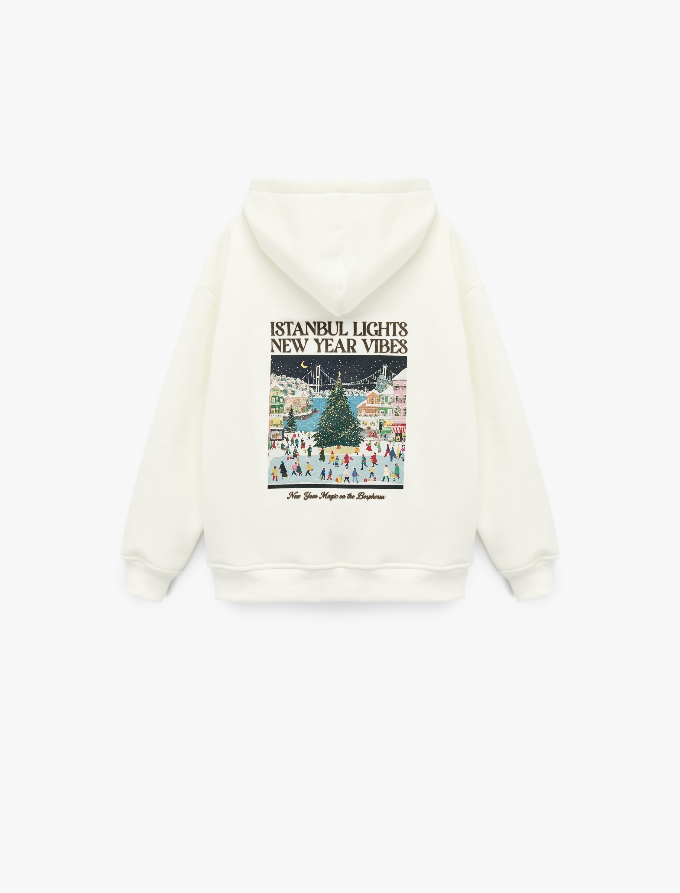  Erkek Çocuk Pamuklu Uzun Kollu Baskılı Oversize Kapşonlu Sweatshirt