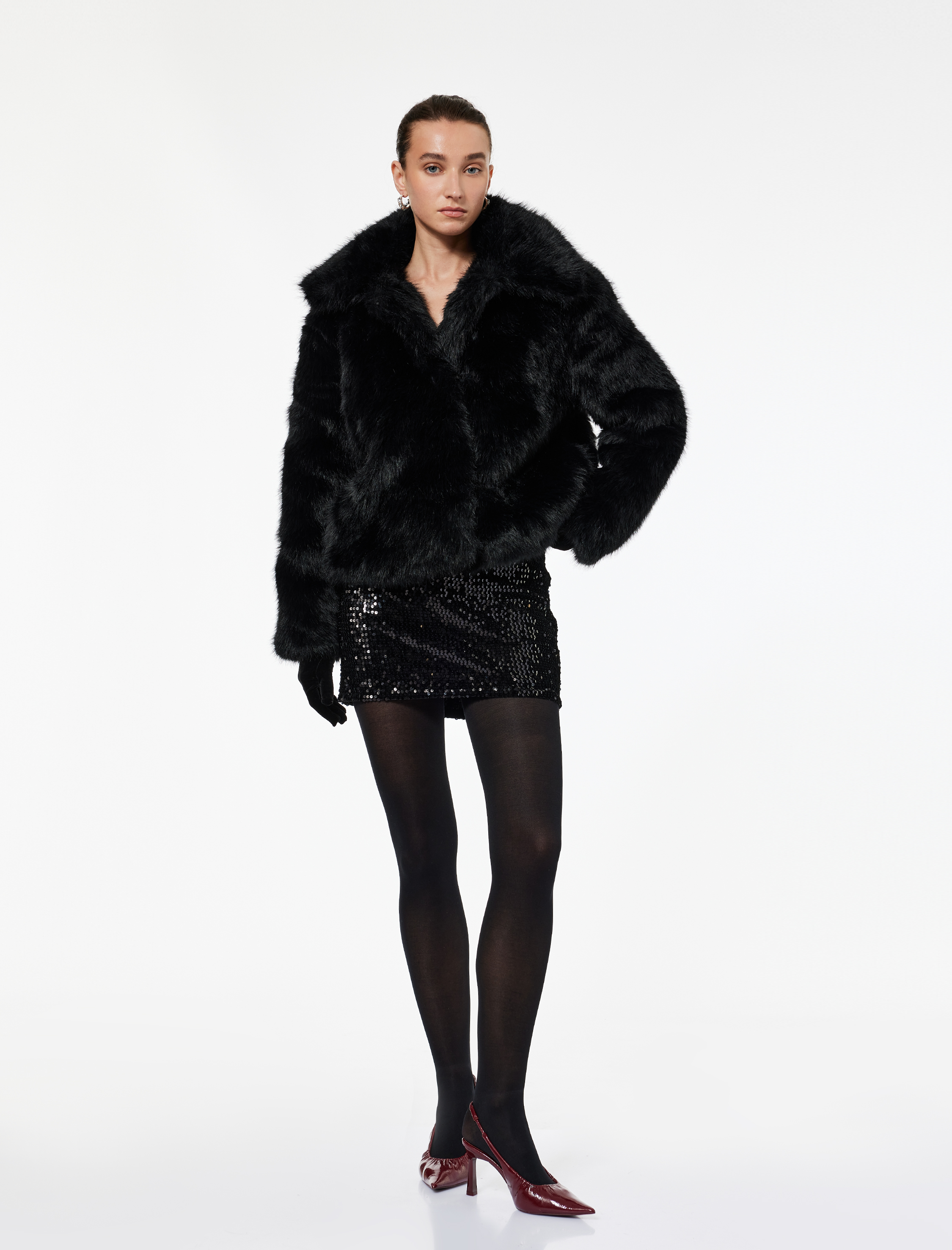   Pullu Payetli Normal Bel Mini Etek