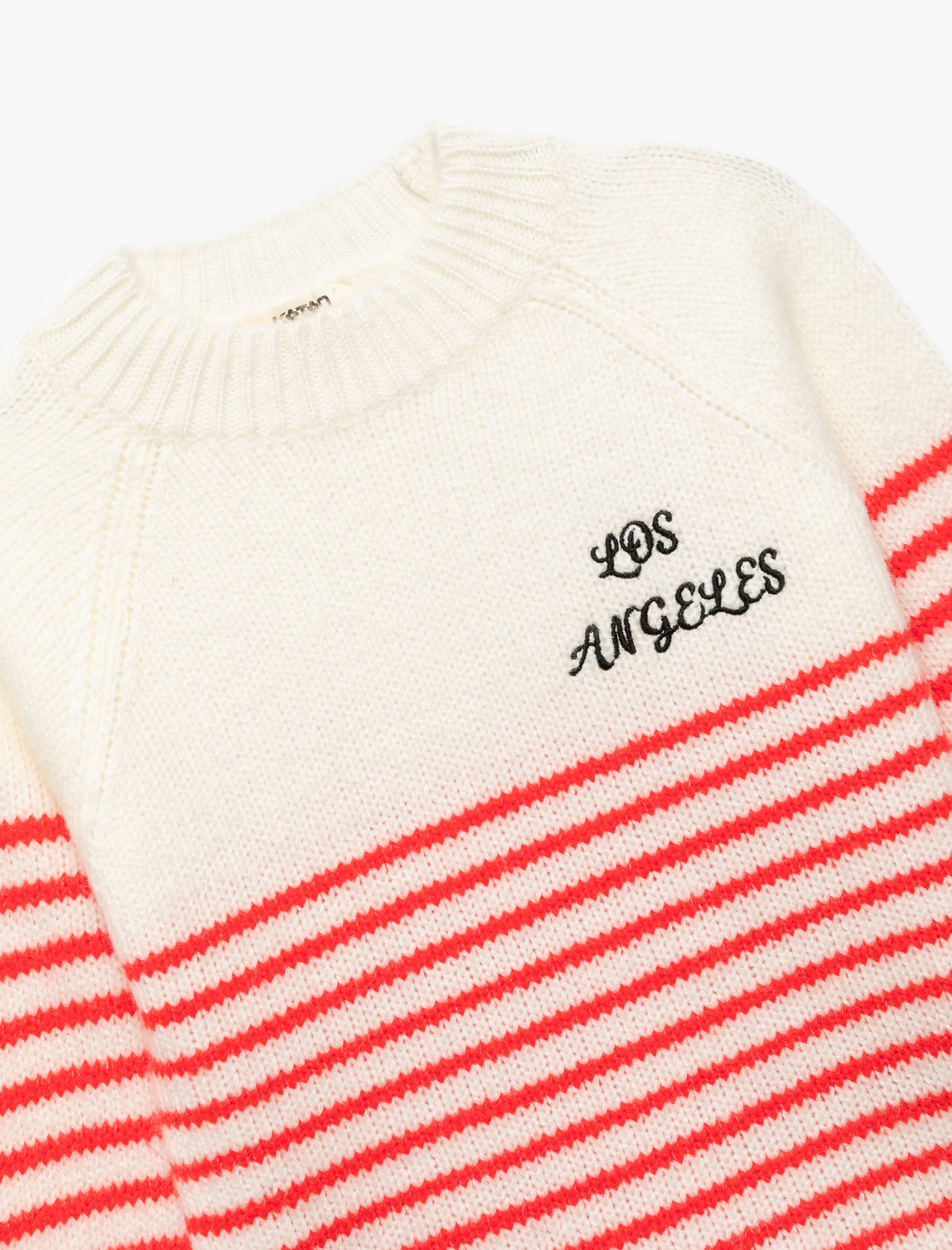 Kız Çocuk Uzun Kollu Bisiklet Yaka Ajurlu Çizgili Triko Kazak