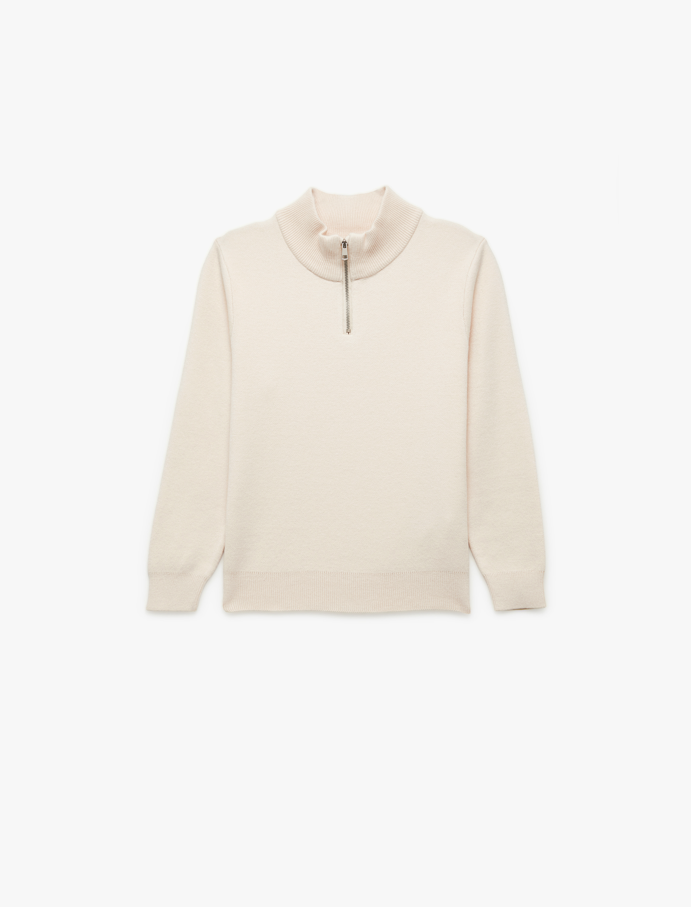  Erkek Çocuk Yarım Fermuarlı Uzun Kollu Viskon Karışımlı Triko Kazak