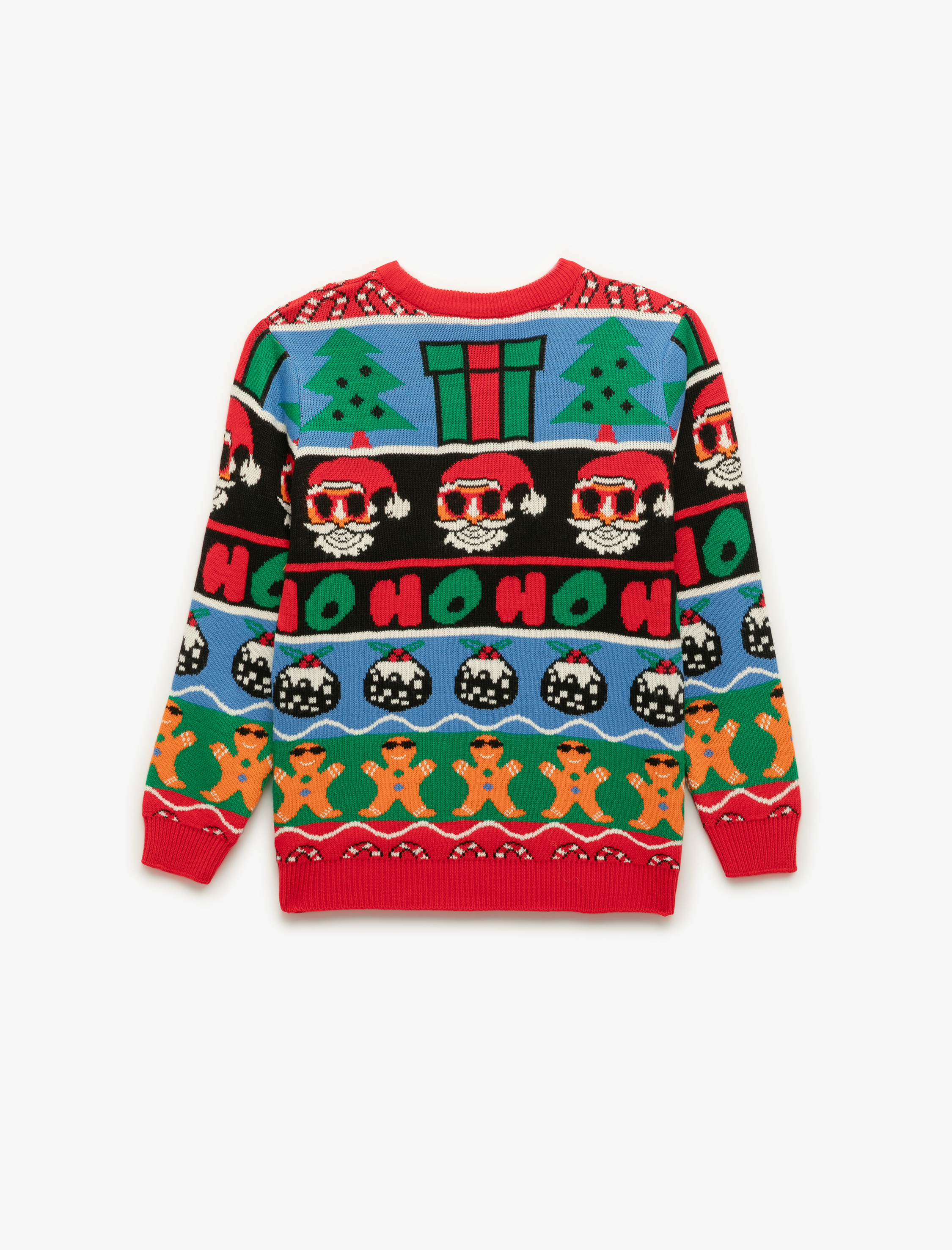  Erkek Çocuk Uzun Kollu Bisiklet Yaka Yılbaşı Desenli Triko Kazak