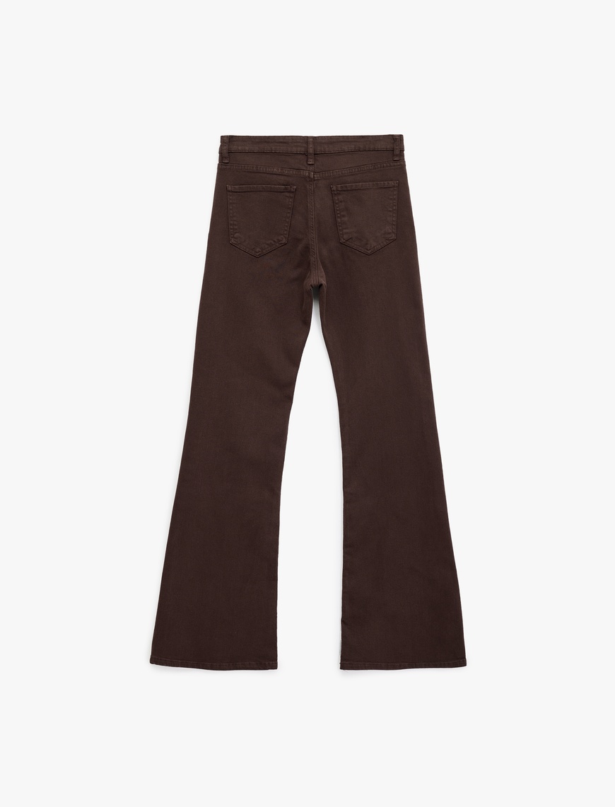   Yüksek Bel Dar Kalıp Pamuklu İspanyol Paça Jean Pantolon - Flare Jeans