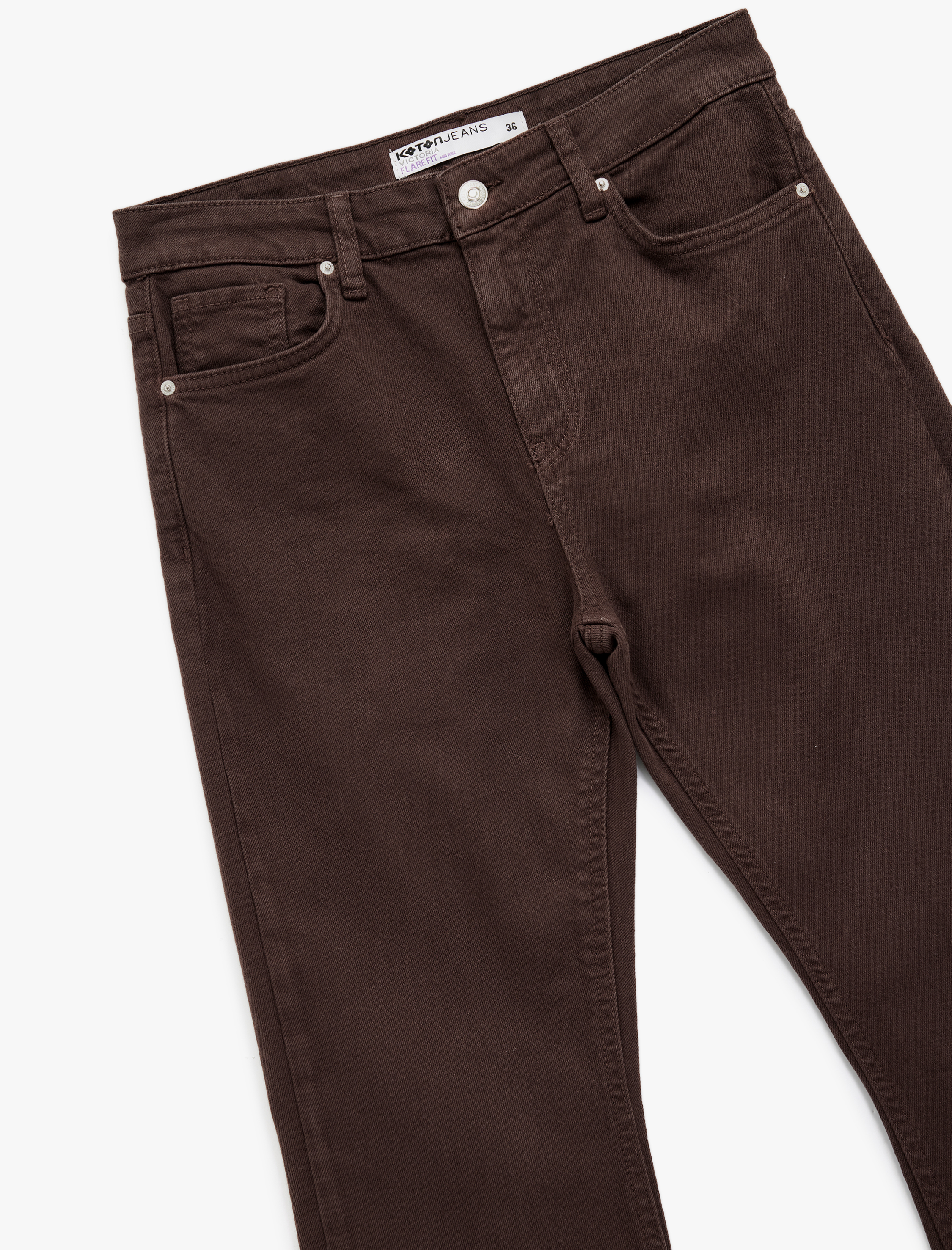 Yüksek Bel Dar Kalıp Pamuklu İspanyol Paça Jean Pantolon - Flare Jeans
