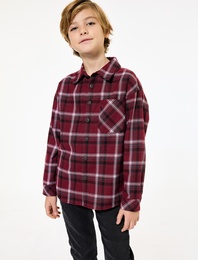 Uzun Kollu Cep Detaylı Ekoseli Gömlek