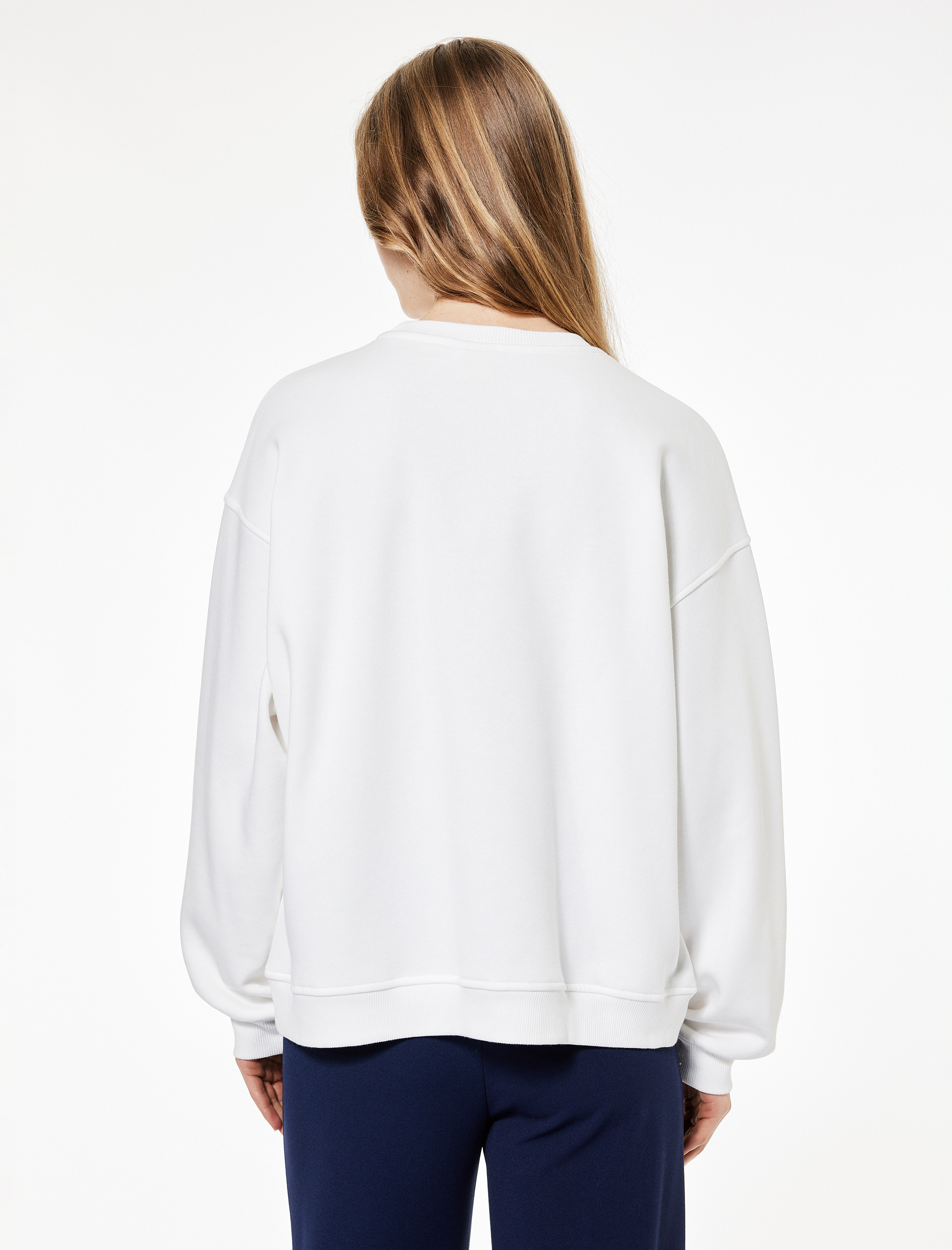   Stitch Lisanslı Bisiklet Yaka Baskılı Oversize Sweatshirt