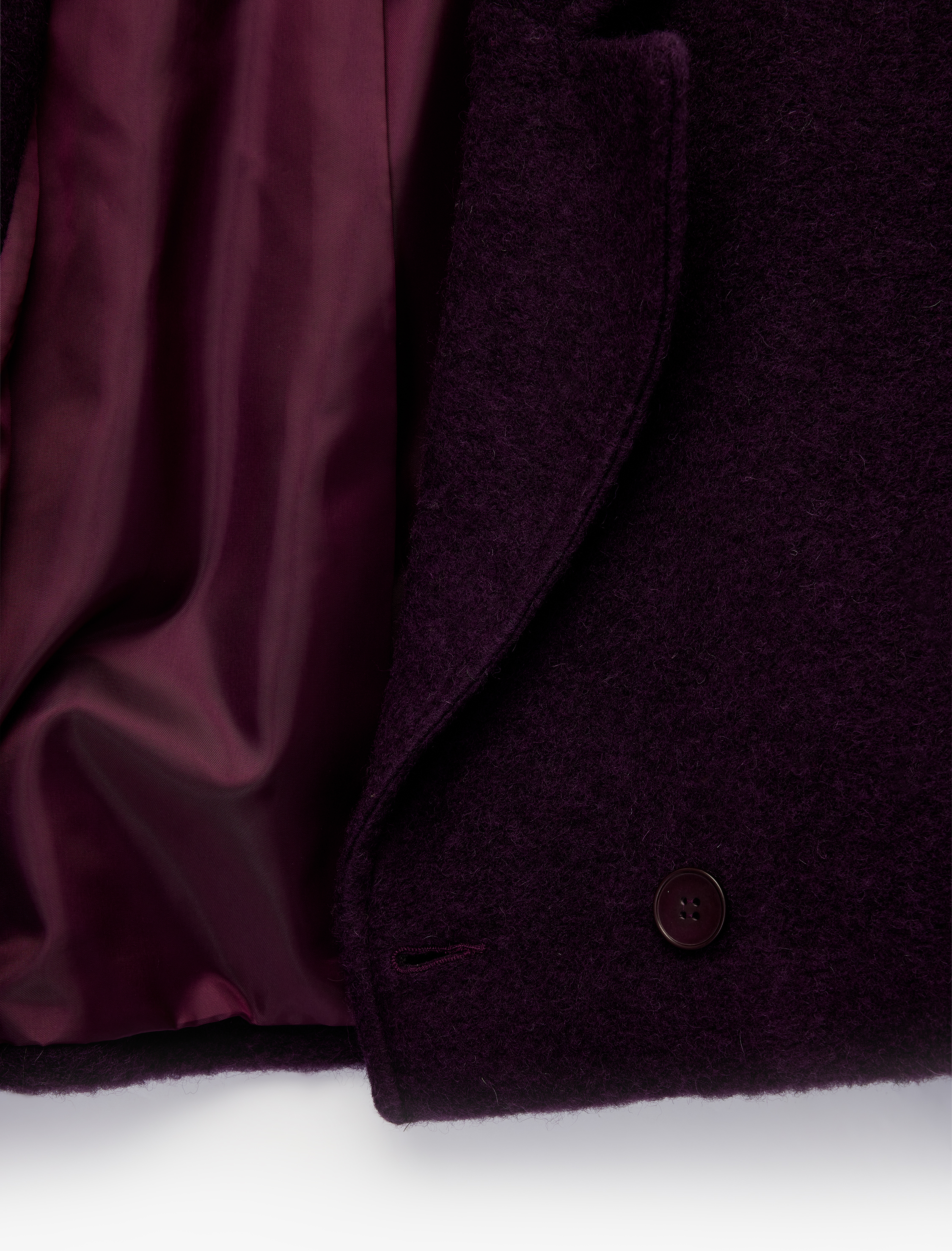 Uzun Kollu Düğmeli Kruvuze Oversize Buklet Crop Kaban