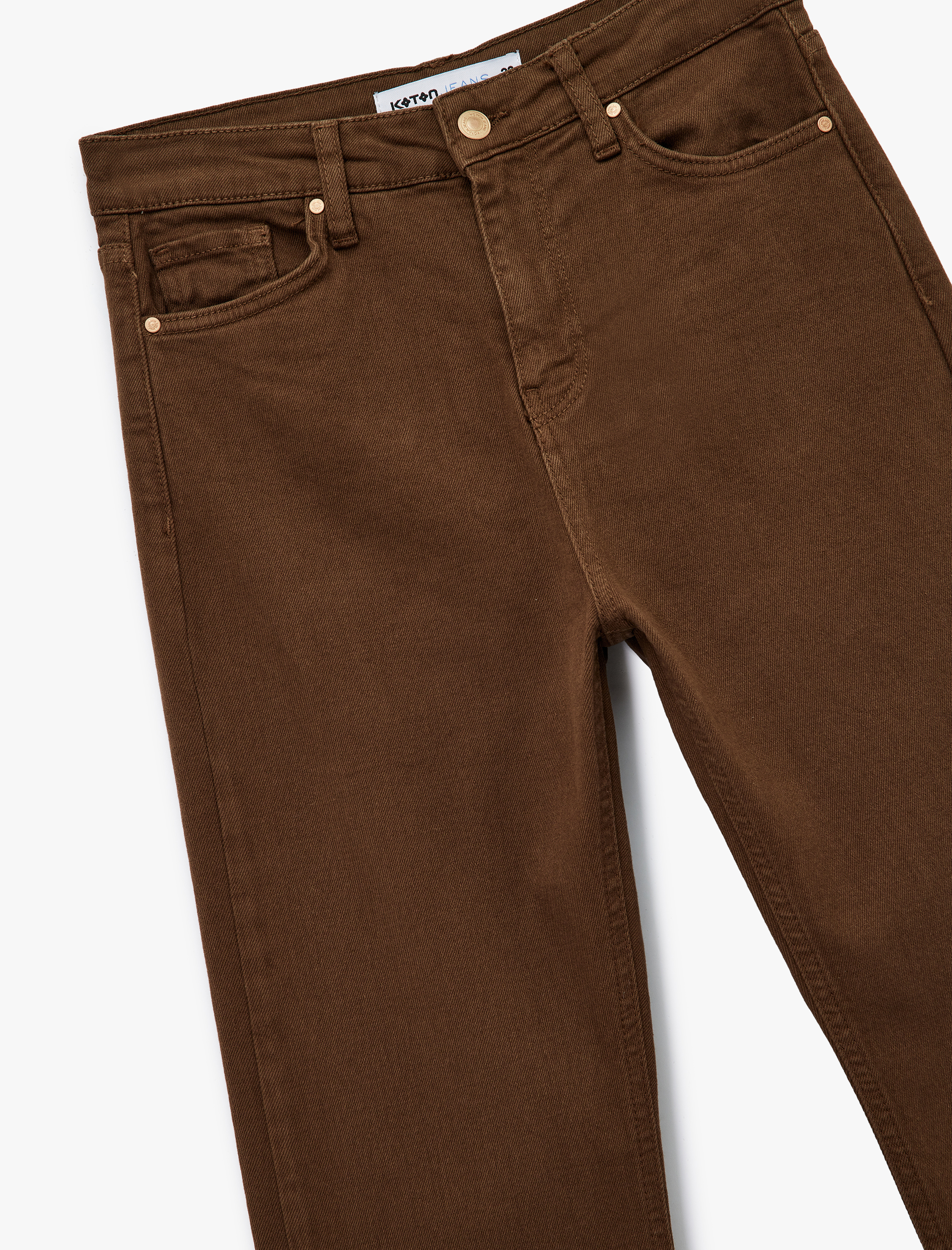 Pamuklu Düğmeli Cepli Dar Kesim Kısa İspanyol Paça Jean Pantolon -  Kick Flare Jeans