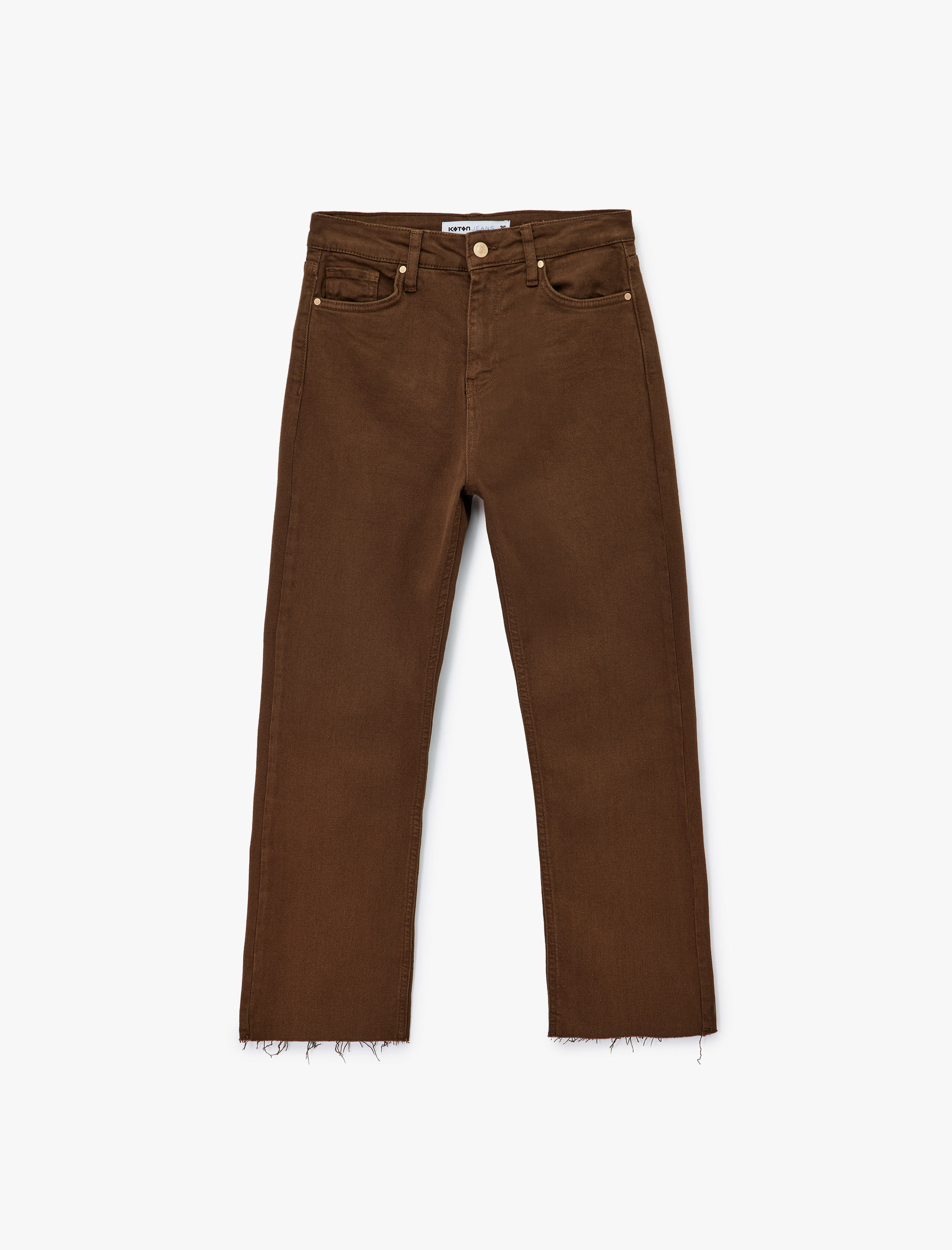 Pamuklu Düğmeli Cepli Dar Kesim Kısa İspanyol Paça Jean Pantolon -  Kick Flare Jeans