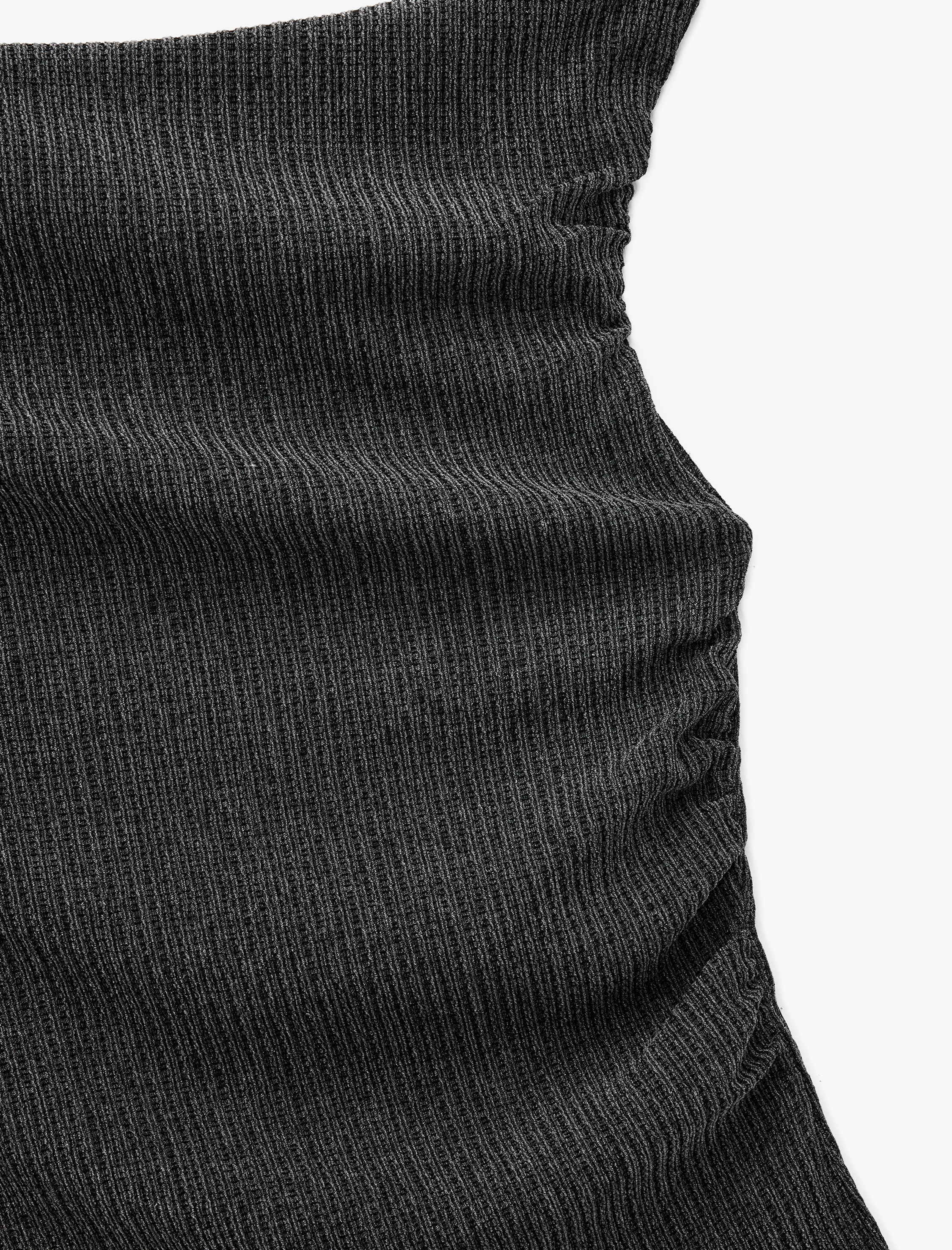   Viskon Karışımlı Drape Detaylı Dokulu Asimetrik Yaka Kolsuz Bluz