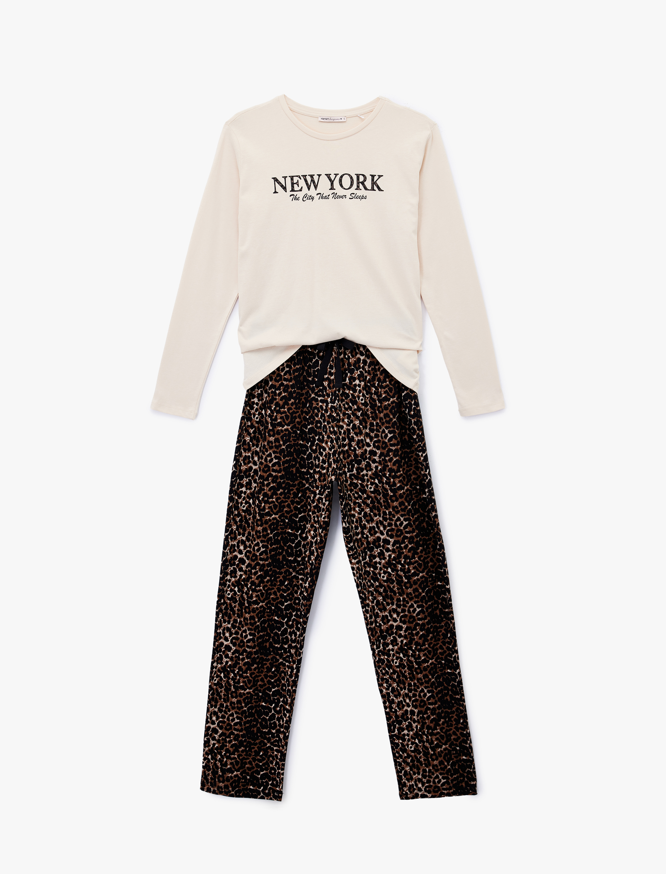   Pamuklu Baskı Detaylı Pijama Takımı