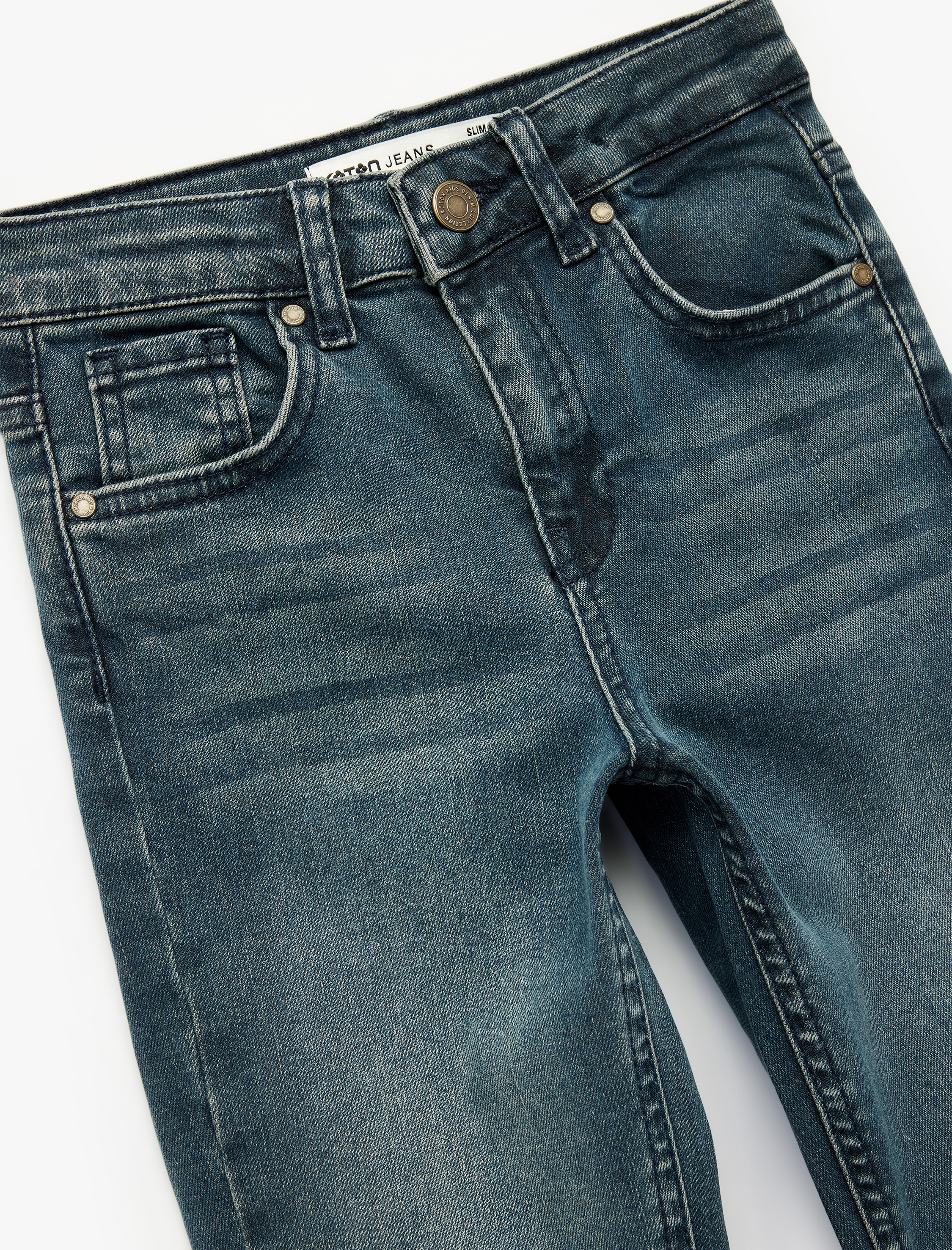  Erkek Çocuk Pamuklu Cep Detaylı Denim Pantolon - Straight Fit