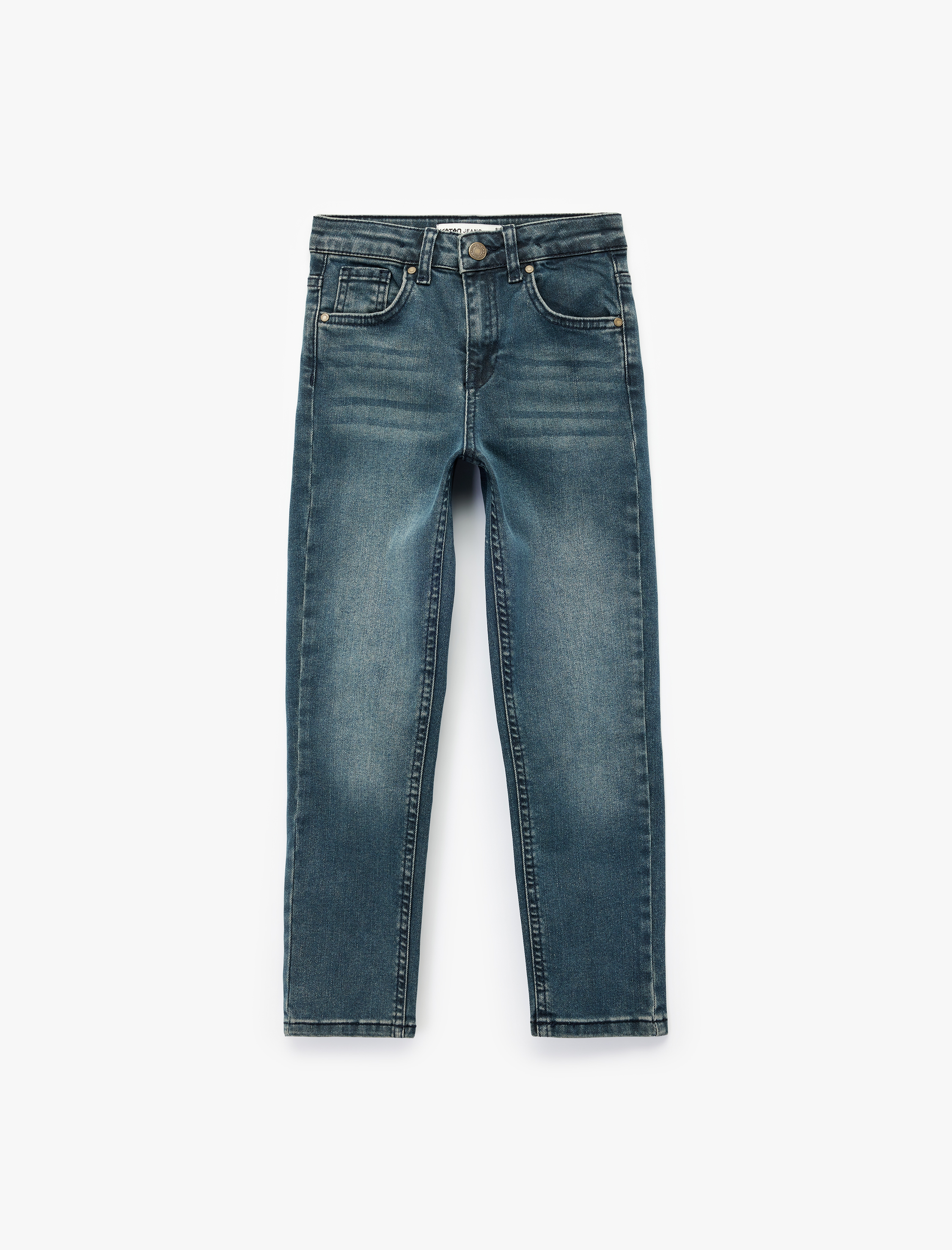  Erkek Çocuk Pamuklu Cep Detaylı Denim Pantolon - Straight Fit