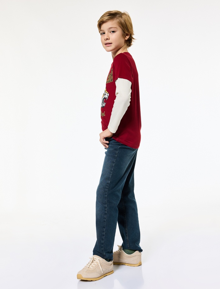 Erkek Çocuk Pamuklu Cep Detaylı Denim Pantolon - Straight Fit