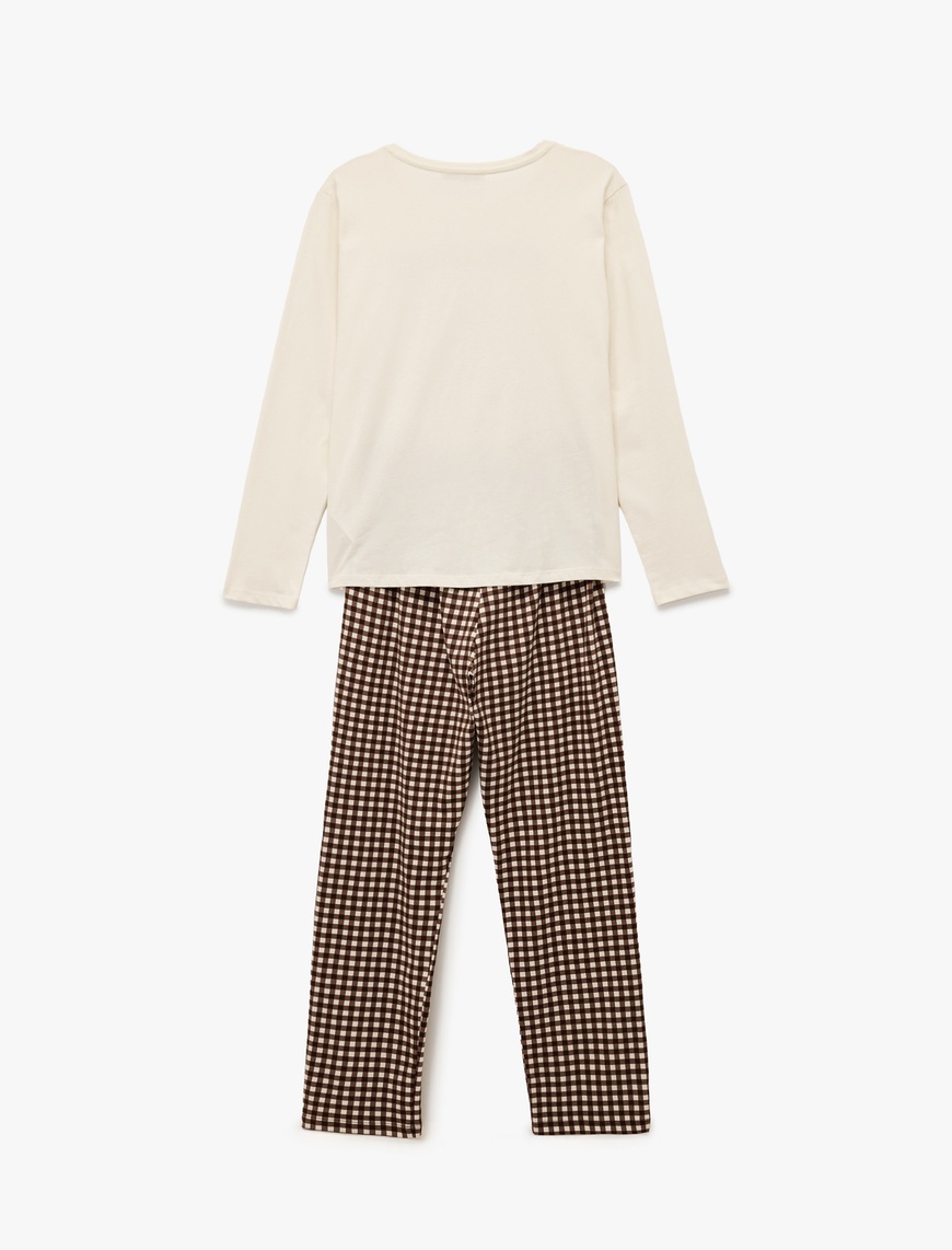   Pamuklu Baskılı Uzun Kollu Pijama Takımı