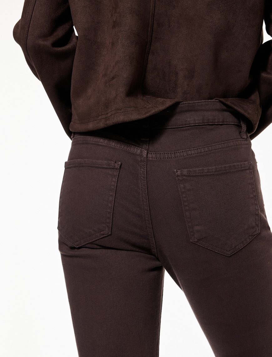   Yüksek Bel Dar Kalıp Pamuklu İspanyol Paça Jean Pantolon - Flare Jeans