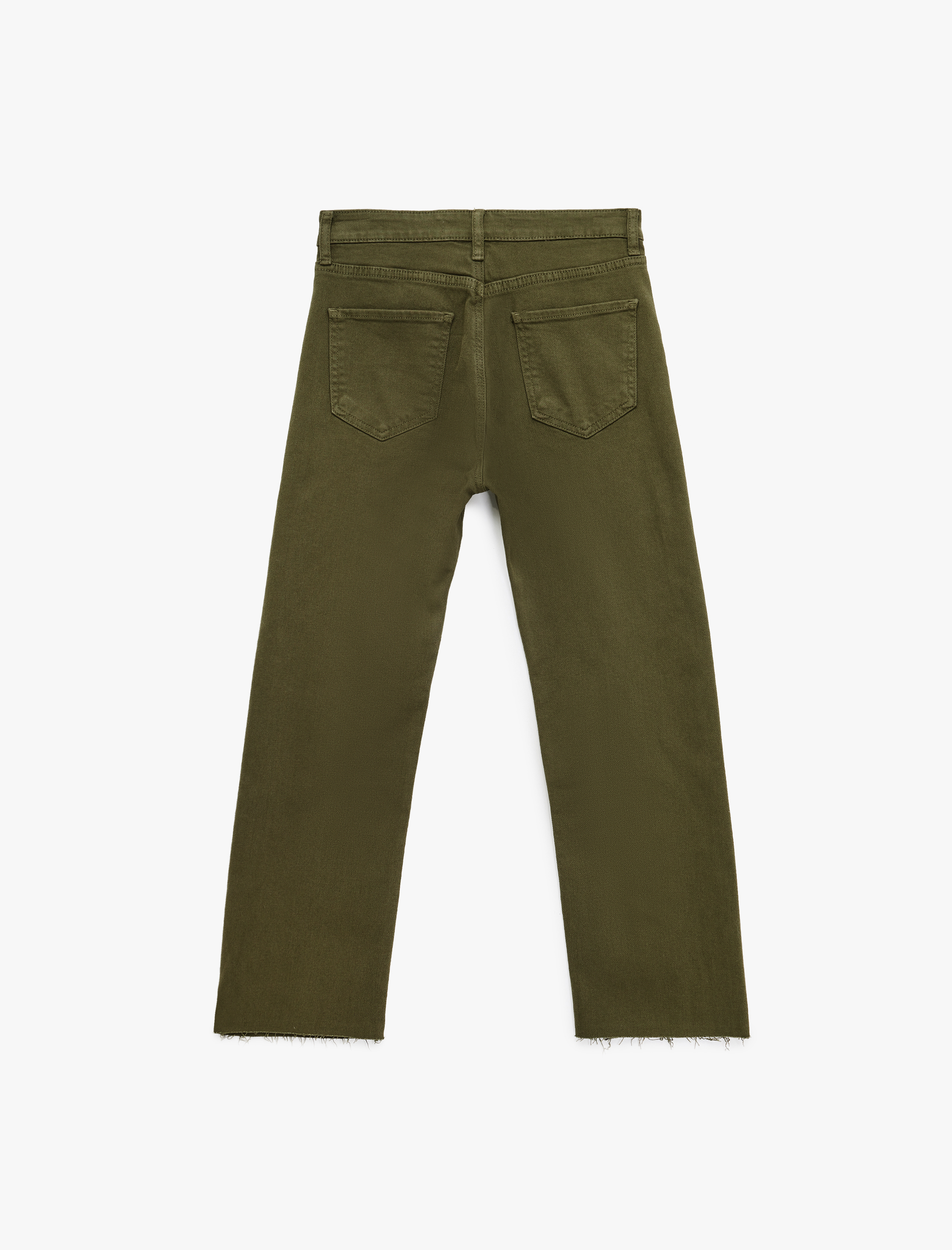 Pamuklu Düğmeli Cepli Dar Kesim Kısa İspanyol Paça Jean Pantolon -  Kick Flare Jeans