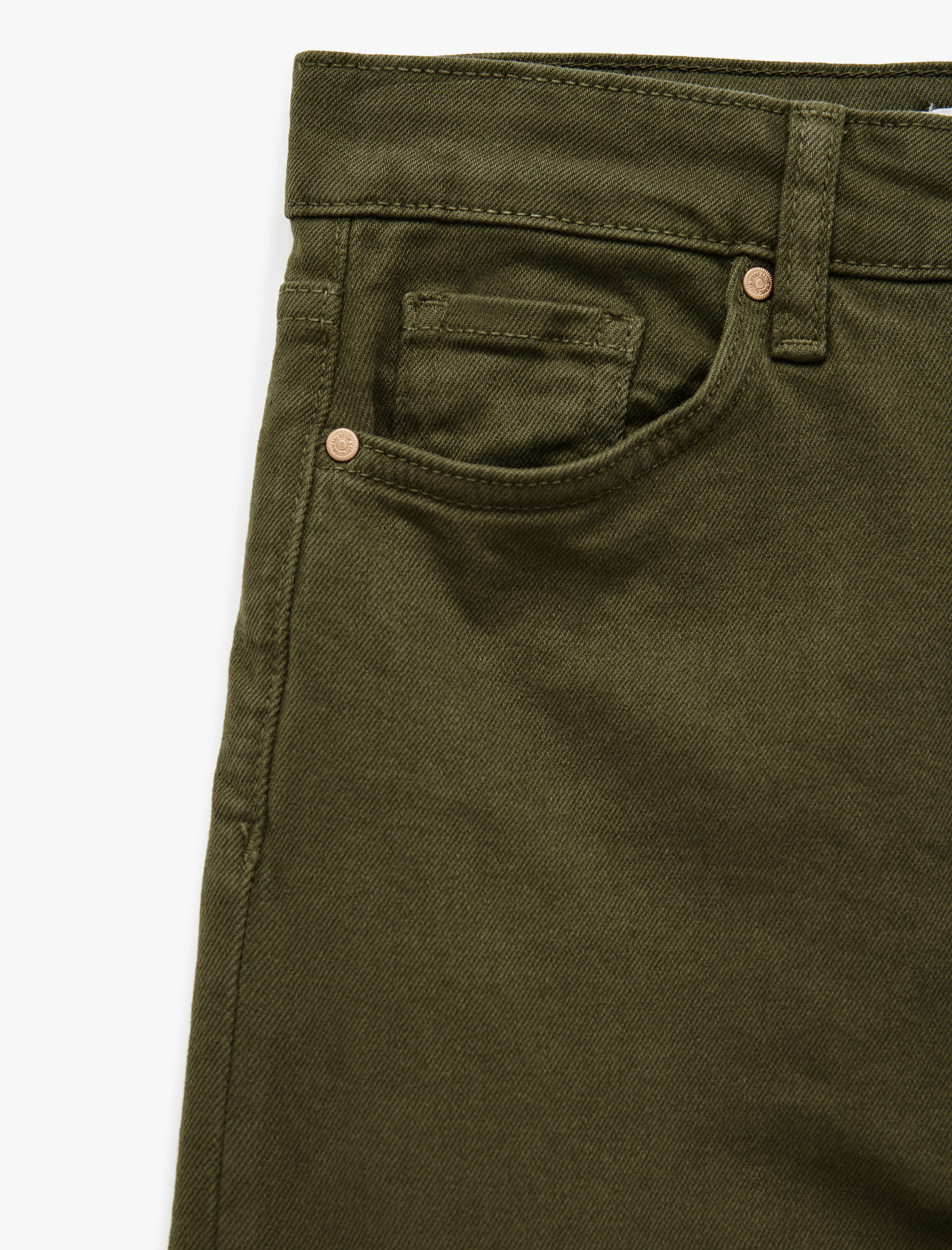 Pamuklu Düğmeli Cepli Dar Kesim Kısa İspanyol Paça Jean Pantolon -  Kick Flare Jeans