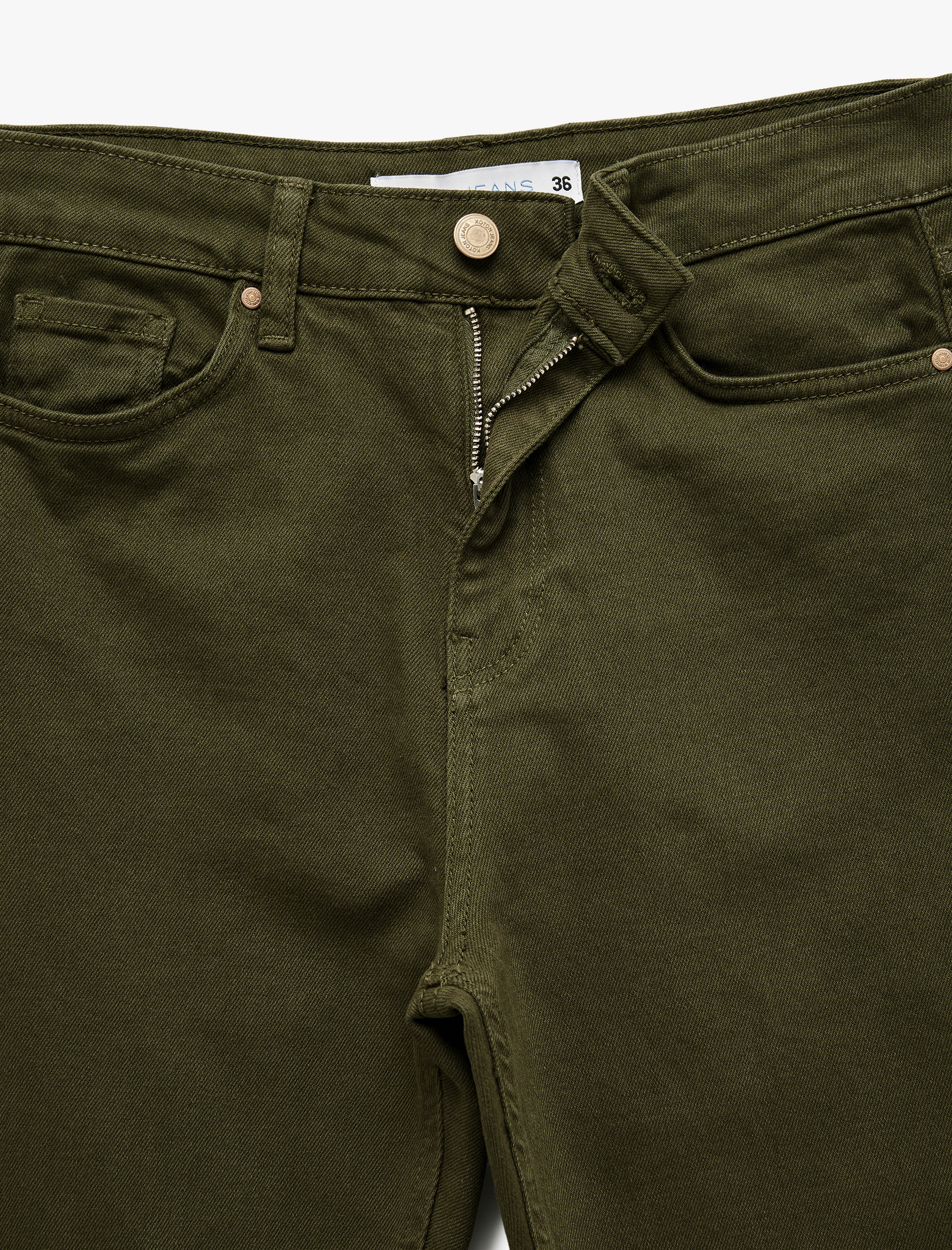 Pamuklu Düğmeli Cepli Dar Kesim Kısa İspanyol Paça Jean Pantolon -  Kick Flare Jeans