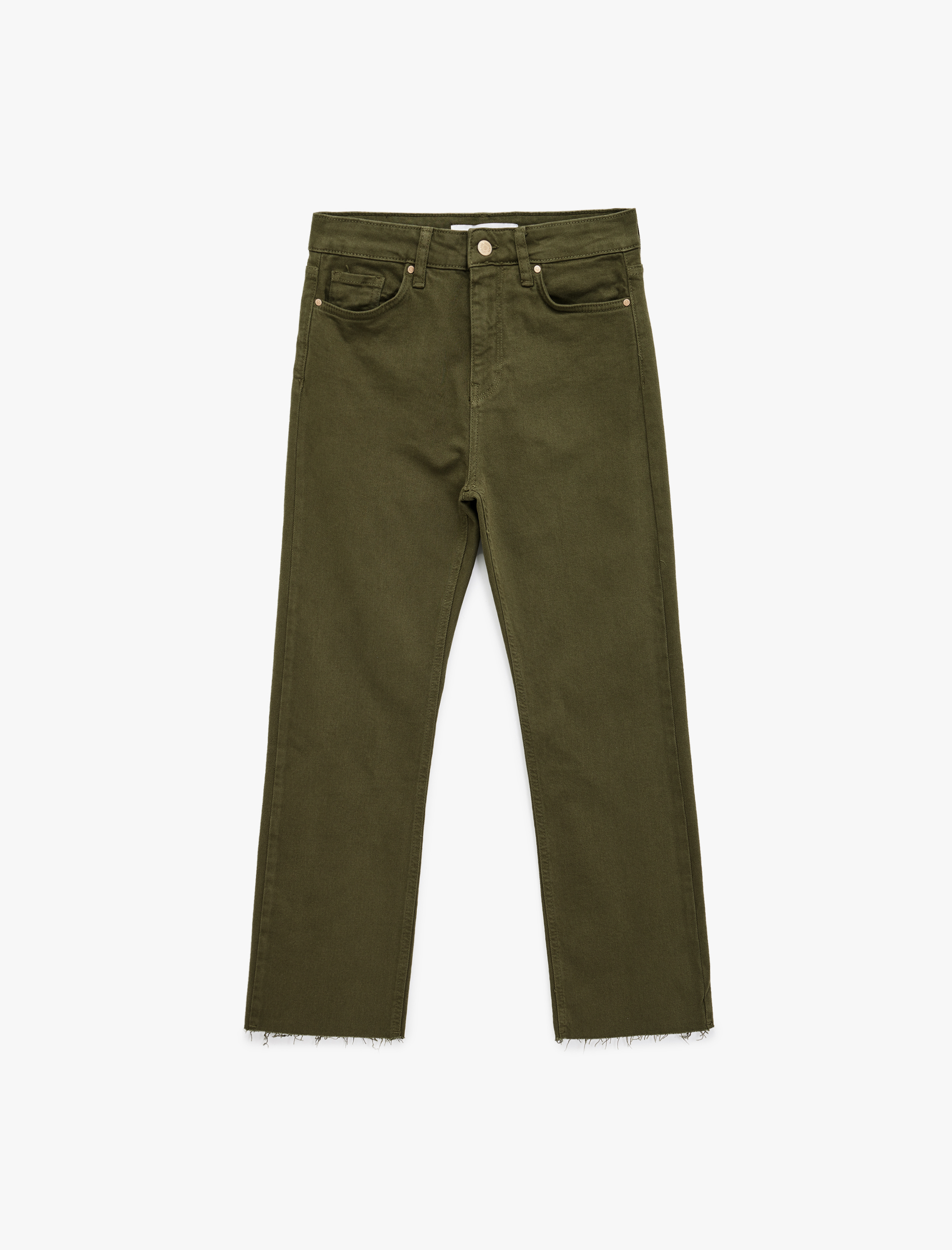 Pamuklu Düğmeli Cepli Dar Kesim Kısa İspanyol Paça Jean Pantolon -  Kick Flare Jeans