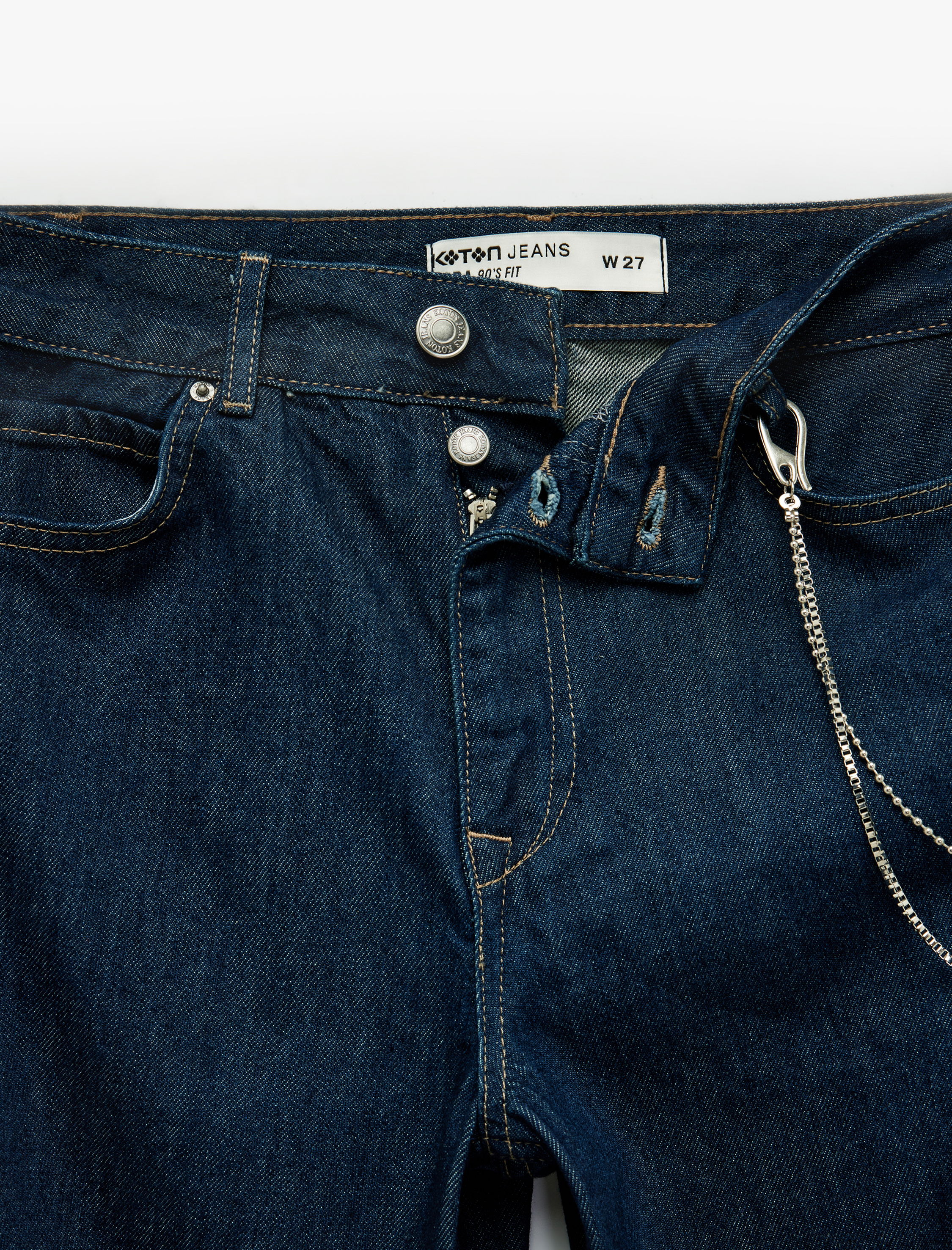   Normal Bel Zincir Detaylı Düz Paça Jean Pantolon - Straight Fit Jean