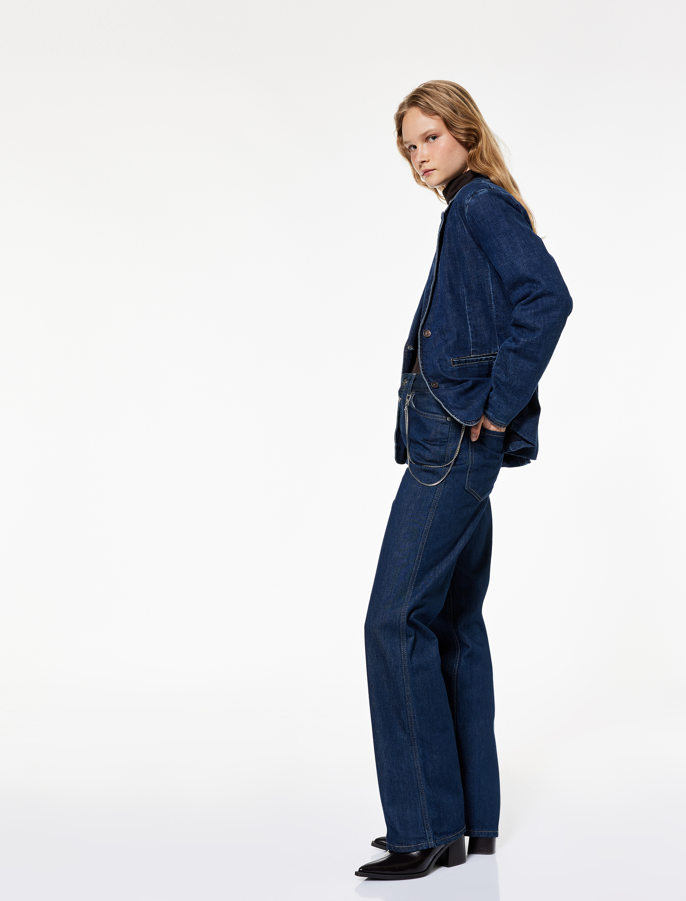   Normal Bel Zincir Detaylı Düz Paça Jean Pantolon - Straight Fit Jean