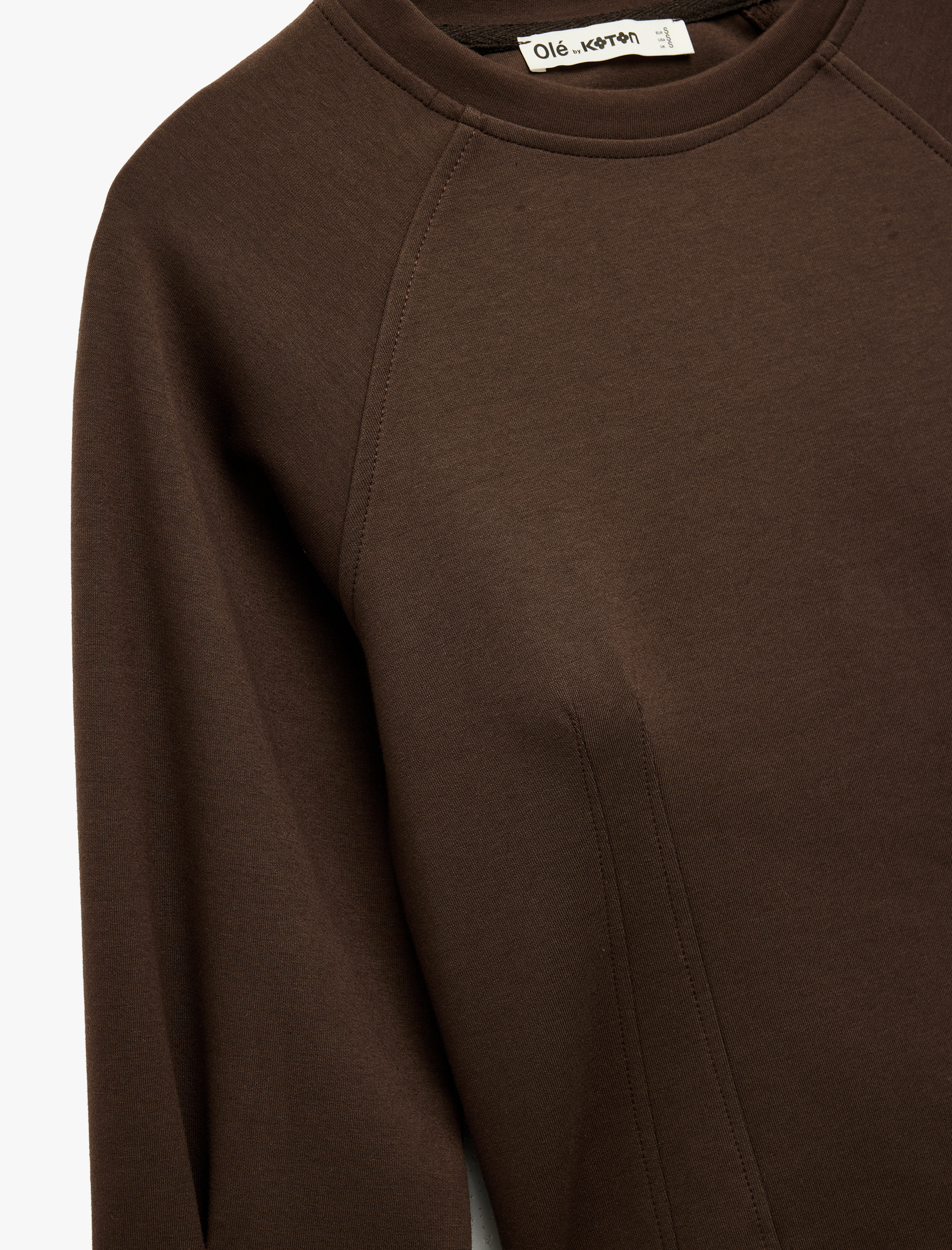 Slim Fit Pamuklu Uzun Kollu Dikiş Detaylı Bisiklet Yaka Tişört