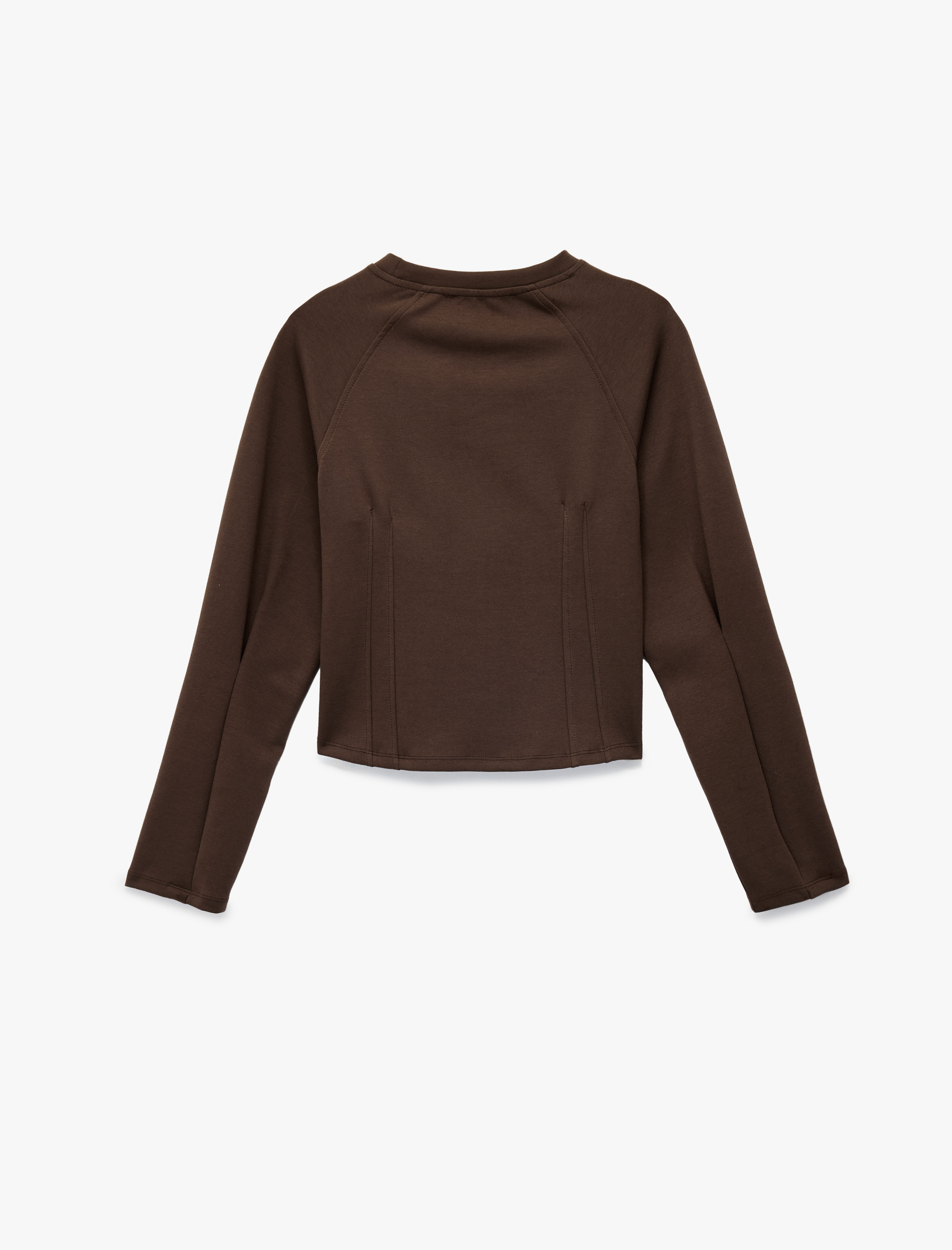 Slim Fit Pamuklu Uzun Kollu Dikiş Detaylı Bisiklet Yaka Tişört