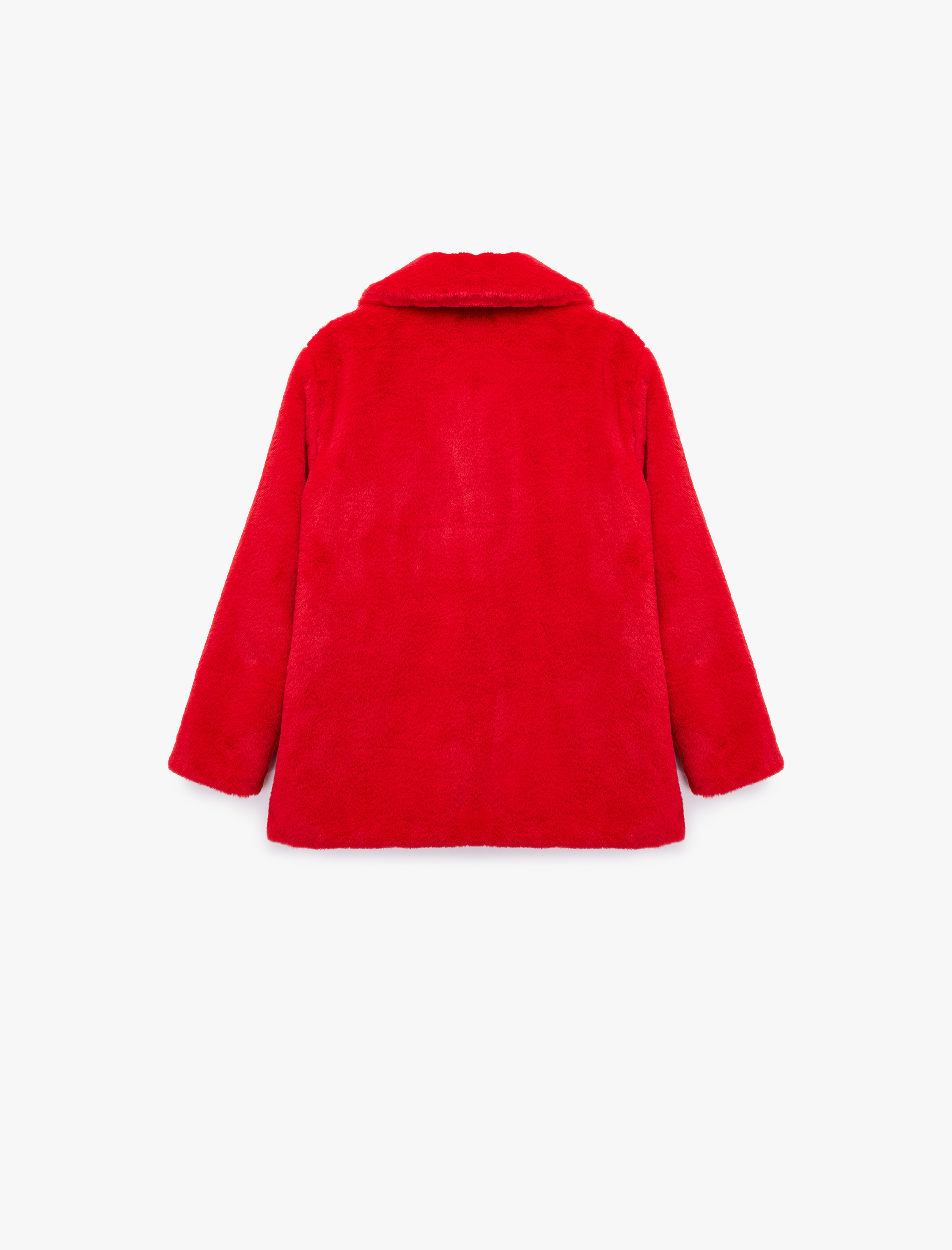  Kız Çocuk Uzun Kollu Bebe Yaka Peluş Ceket