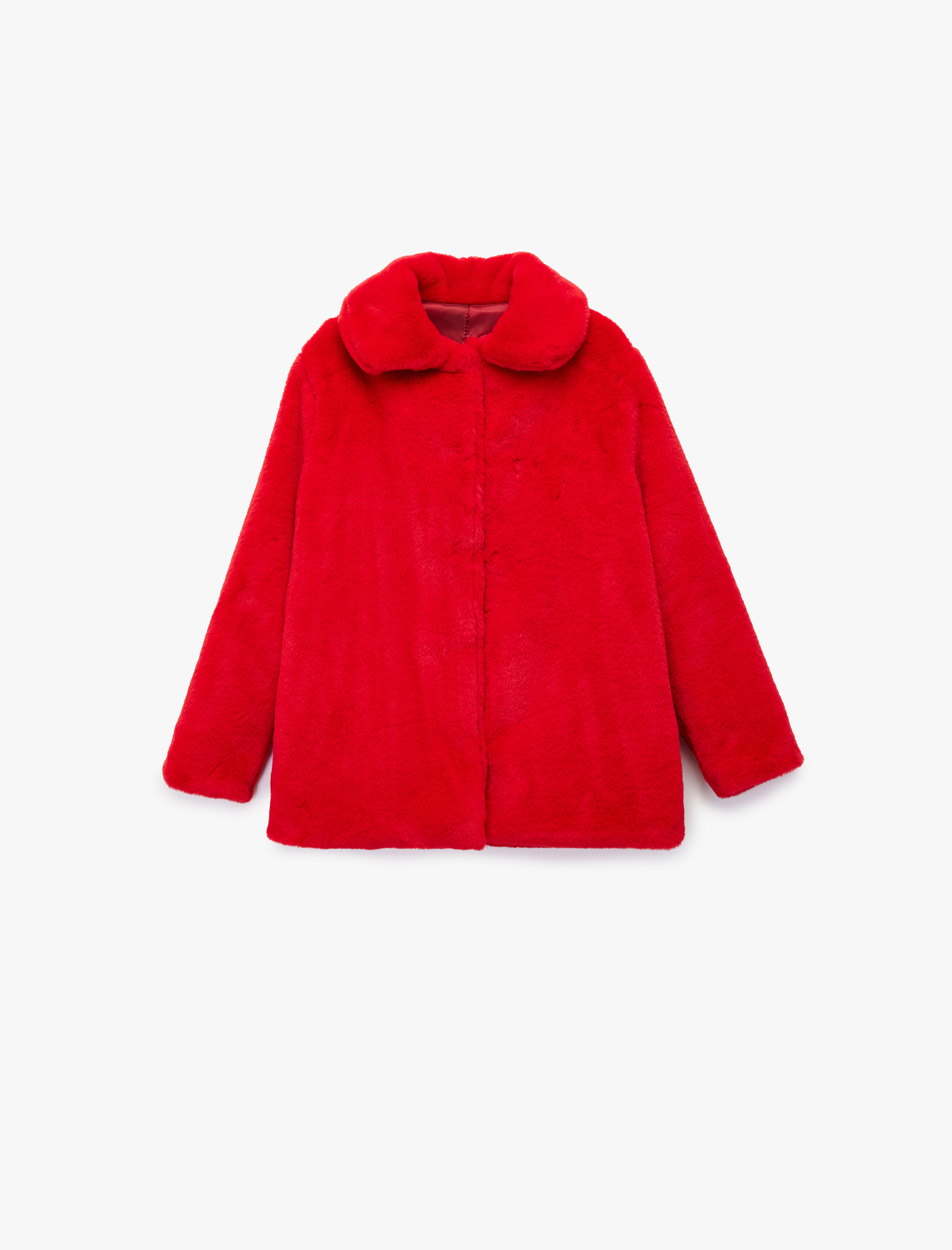  Kız Çocuk Uzun Kollu Bebe Yaka Peluş Ceket