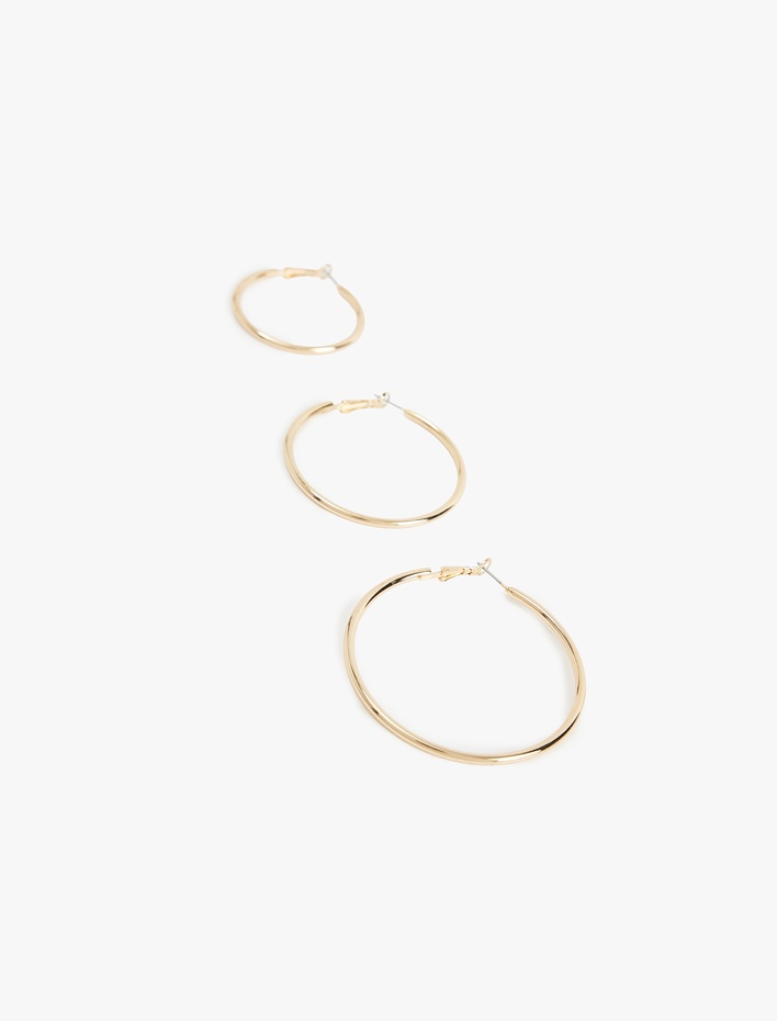 Kadın 3'lü Çelik Halka Küpe Seti