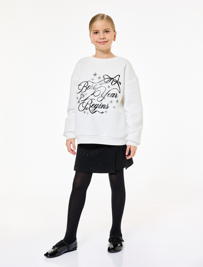 Kız Çocuk Taş Detaylı Viskon Karışımlı Mini Şort Etek