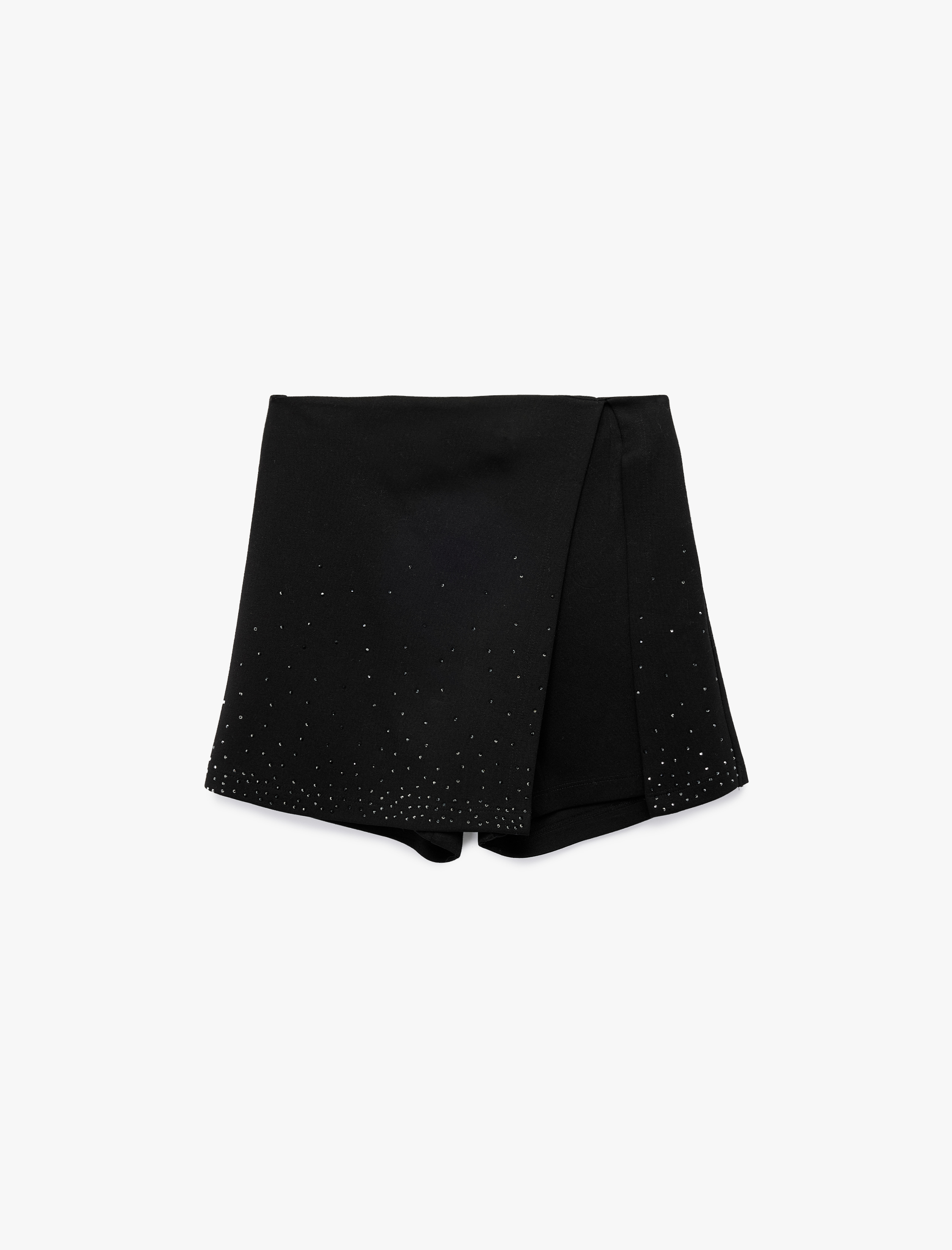  Kız Çocuk Taş Detaylı Viskon Karışımlı Mini Şort Etek