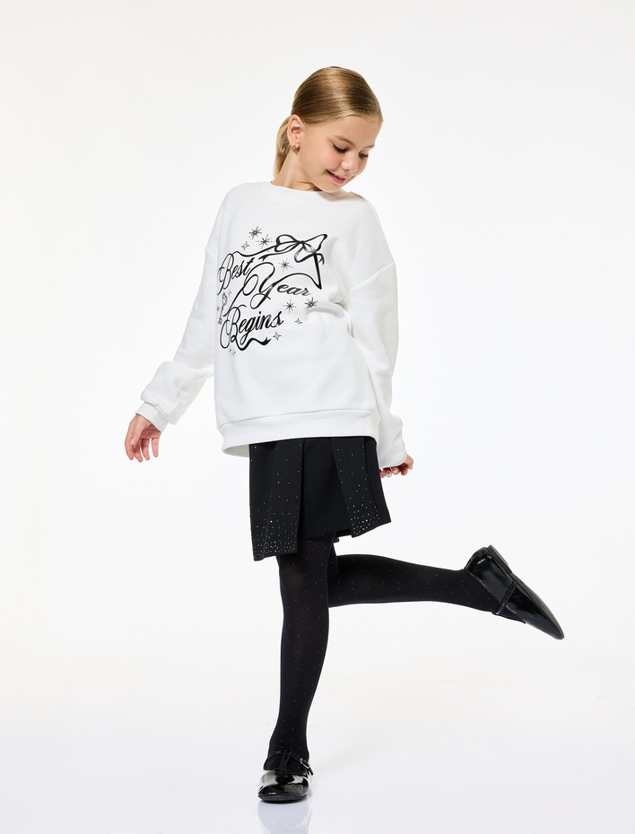 Kız Çocuk Taş Detaylı Viskon Karışımlı Mini Şort Etek