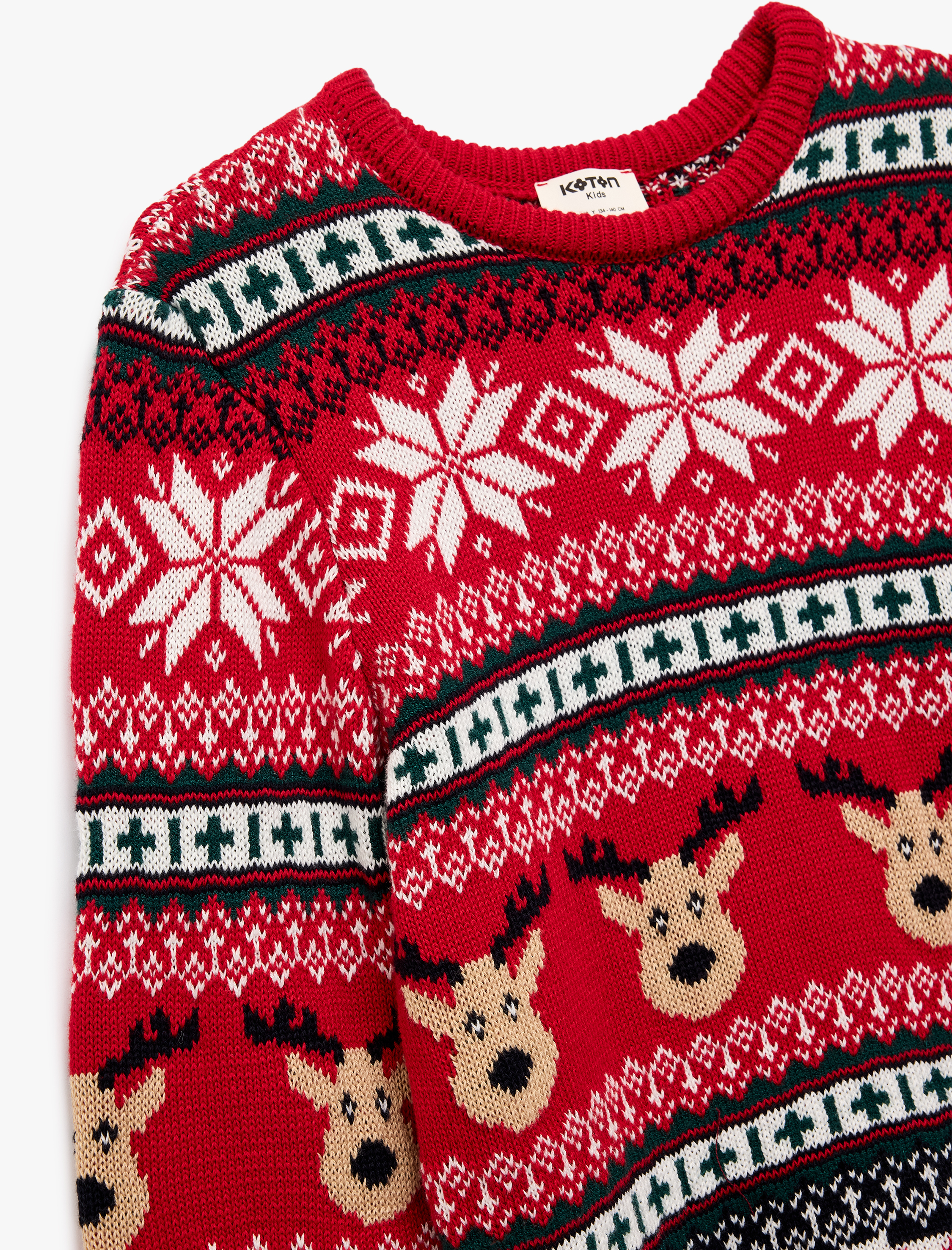  Erkek Çocuk Bisiklet Yaka Uzun Kollu Yılbaşı Desenli Triko Kazak