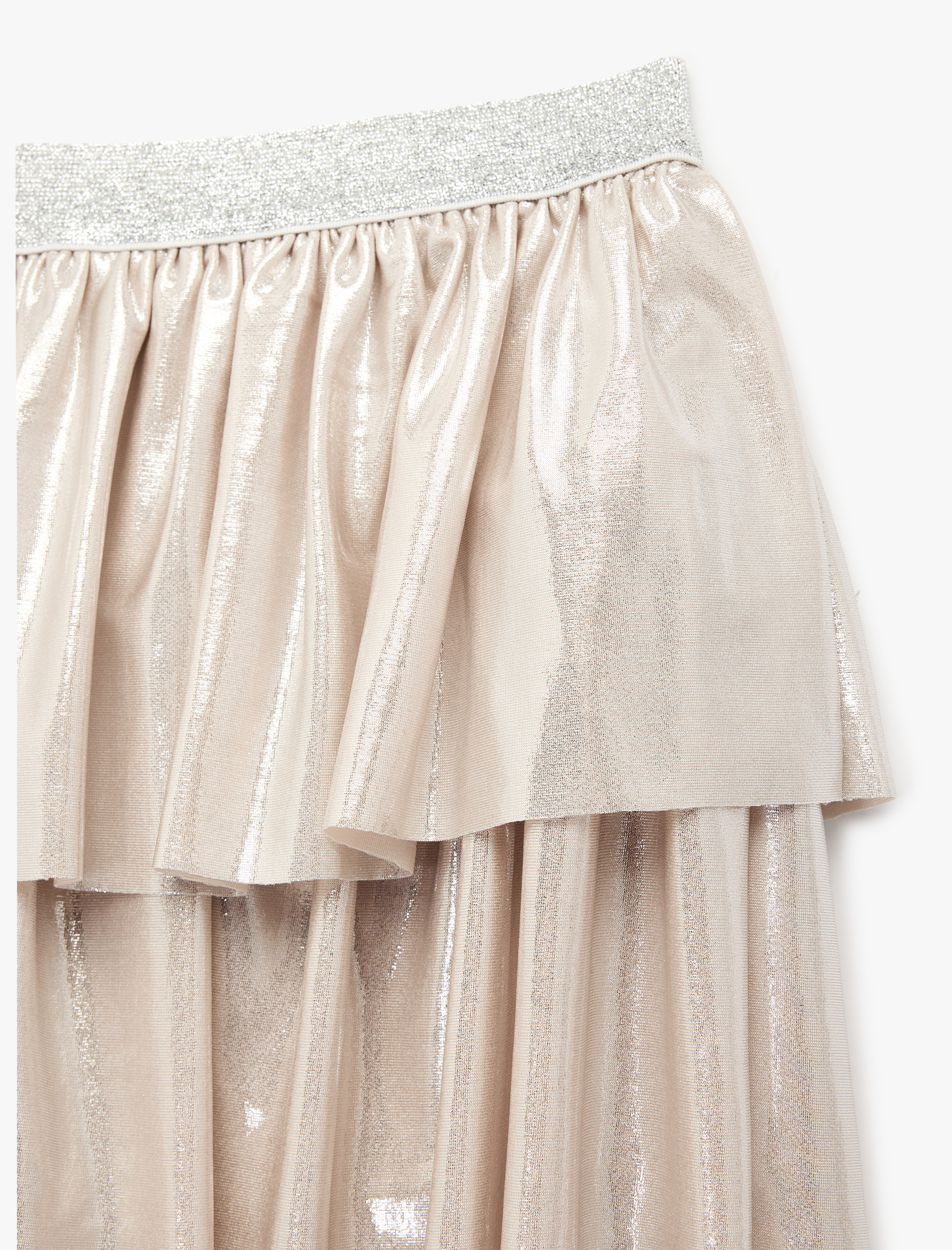  Kız Çocuk Beli Lastikli Kat Detaylı Pileli Etek