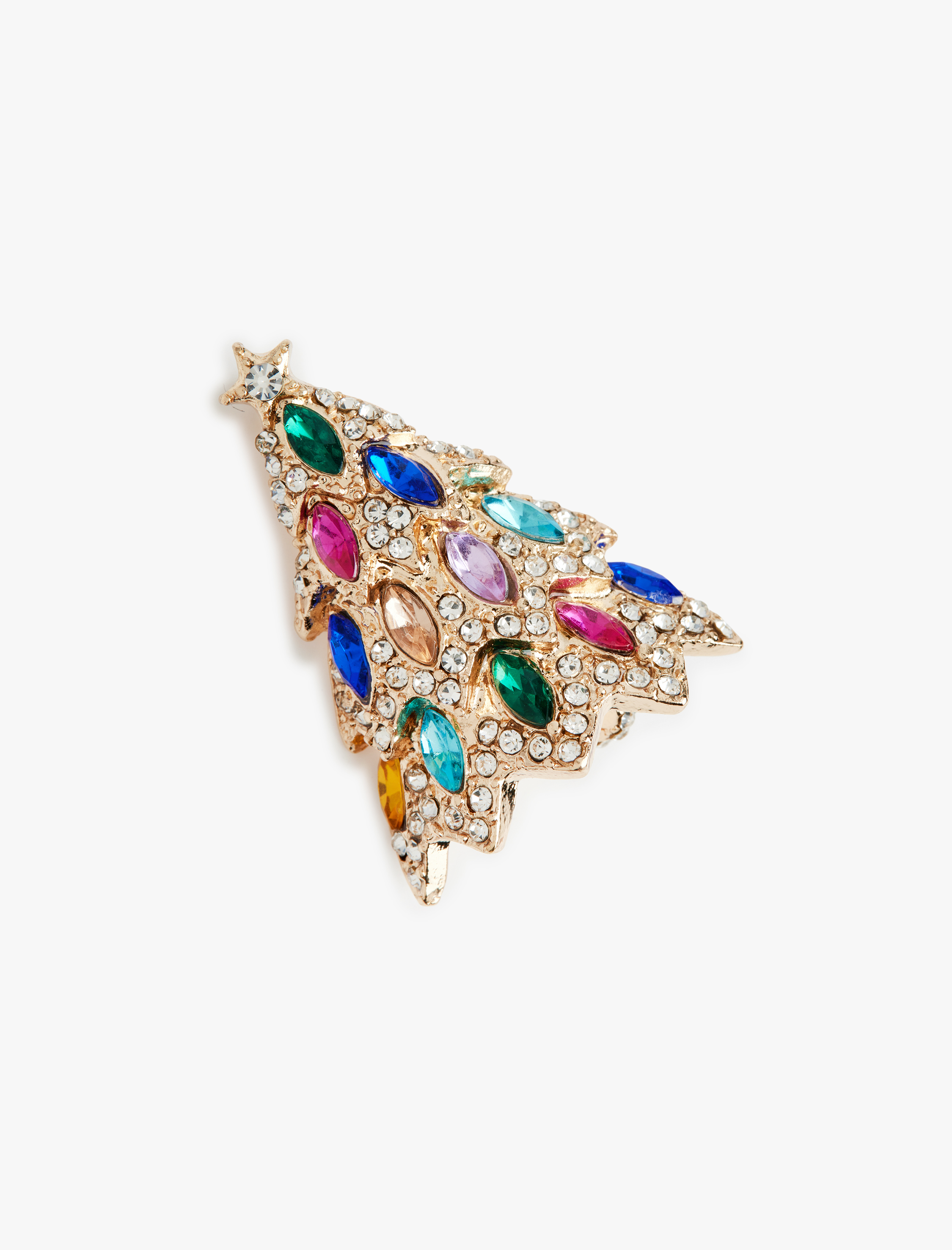  Kadın Yılbaşı Ağacı Temalı Taş Detaylı Broş