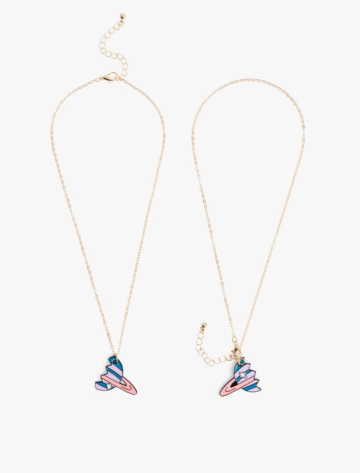 Kadın Çok Renkli Gezegenli 2'li Arkadaşlık Kolyesi