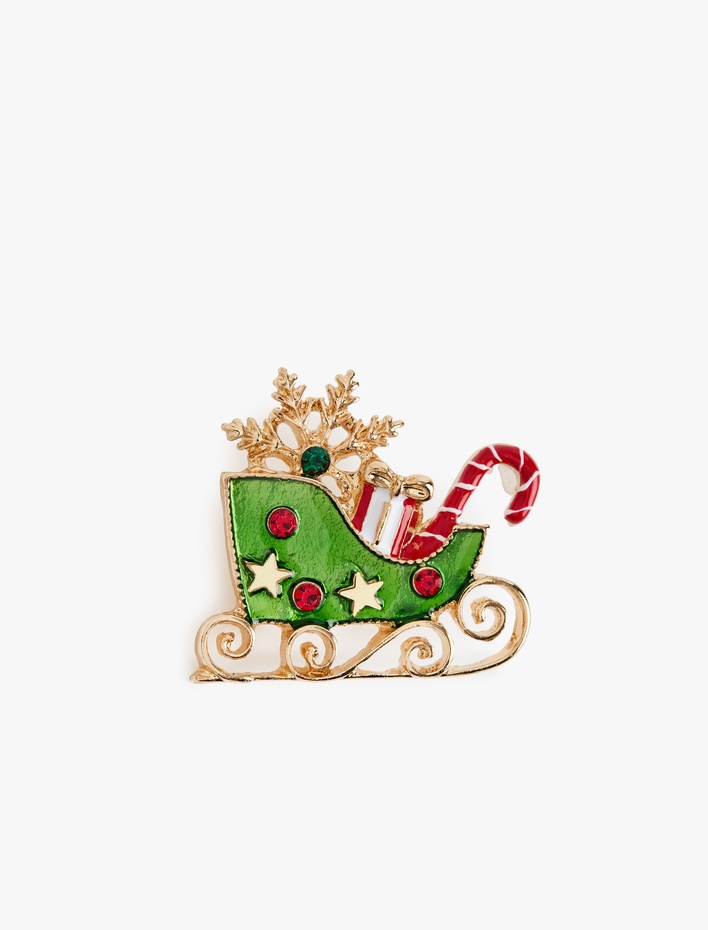 Kadın Yılbaşı Temalı Taşlı Broş