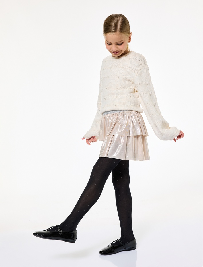 Kız Çocuk Beli Lastikli Kat Detaylı Pileli Etek