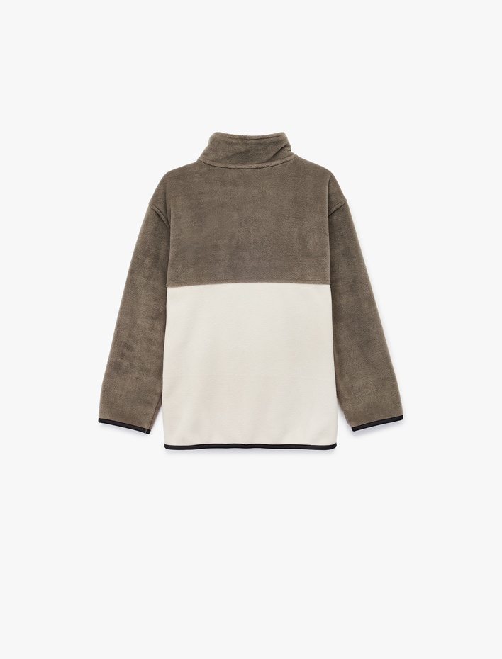 Erkek Çocuk Dik Yaka Uzun Kollu Fermuarlı Polar Sweatshirt