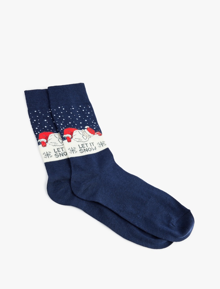 Erkek Pamuklu Yılbaşı Temalı Soket Çorap