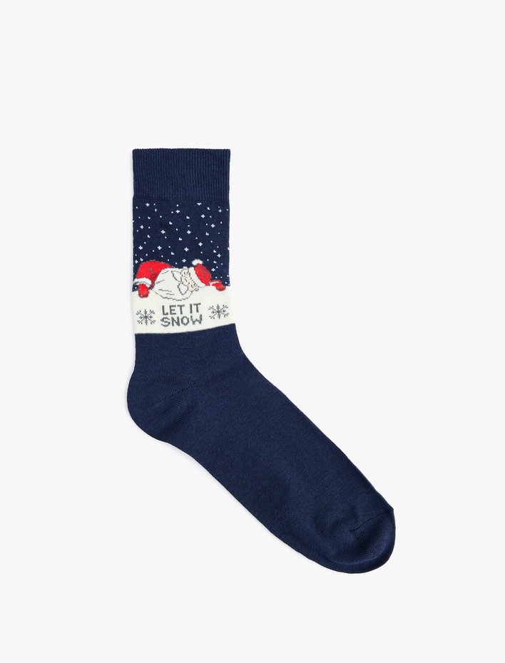 Erkek Pamuklu Yılbaşı Temalı Soket Çorap
