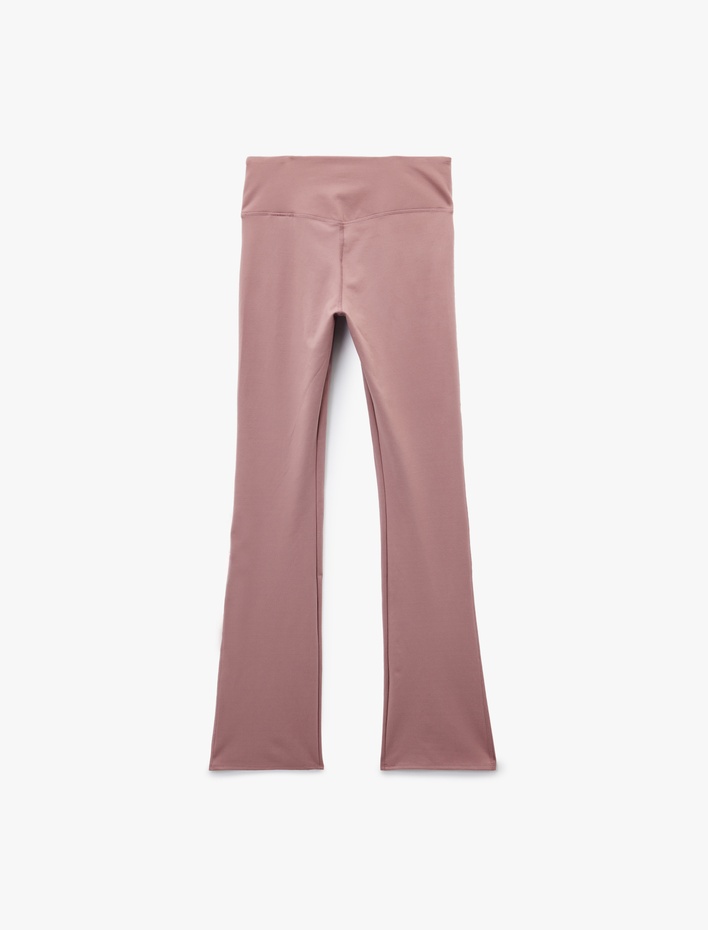  Yüksek Bel İspanyol Paça Dikiş Detaylı Spor Tayt