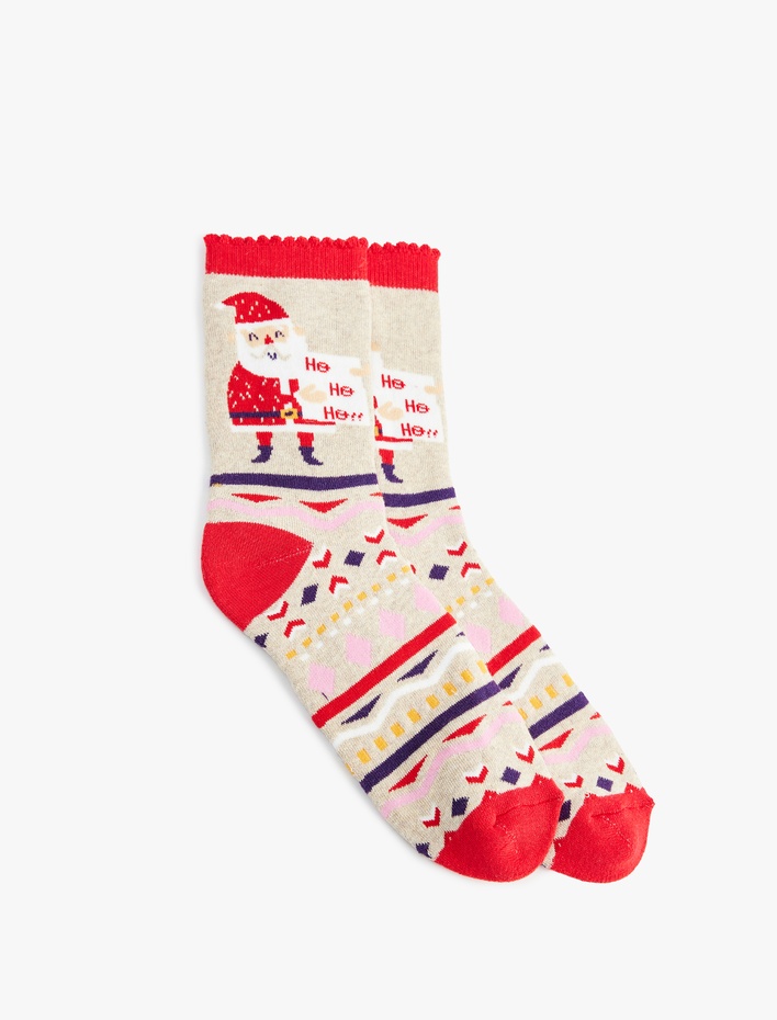 Kadın Havlu Yılbaşı Temalı Soket Çorap