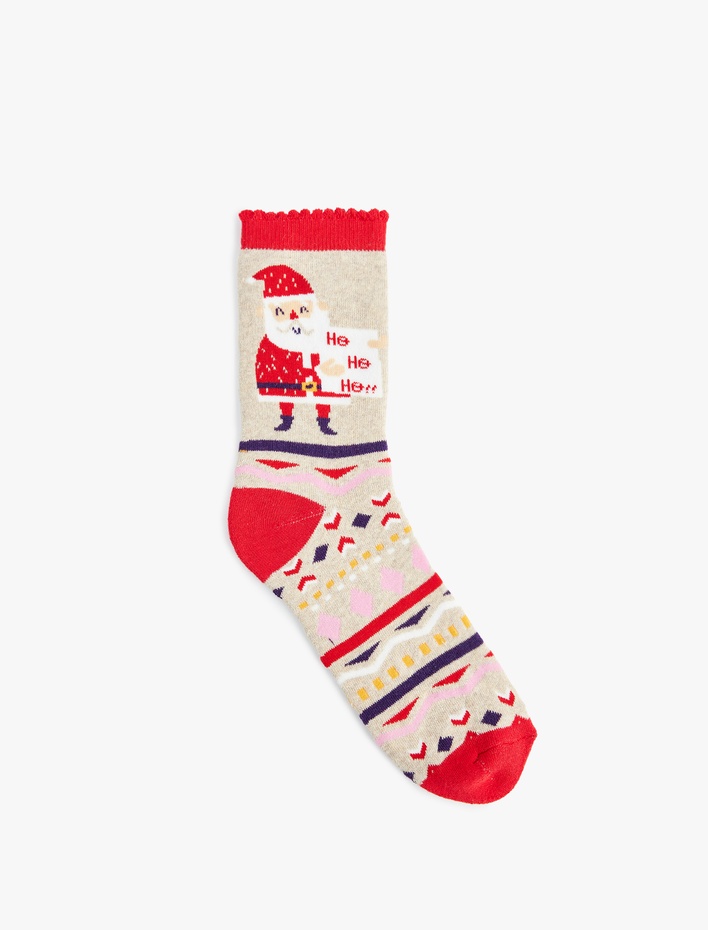 Kadın Havlu Yılbaşı Temalı Soket Çorap