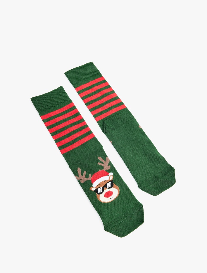 Erkek Pamuklu Yılbaşı Temalı Soket Çorap