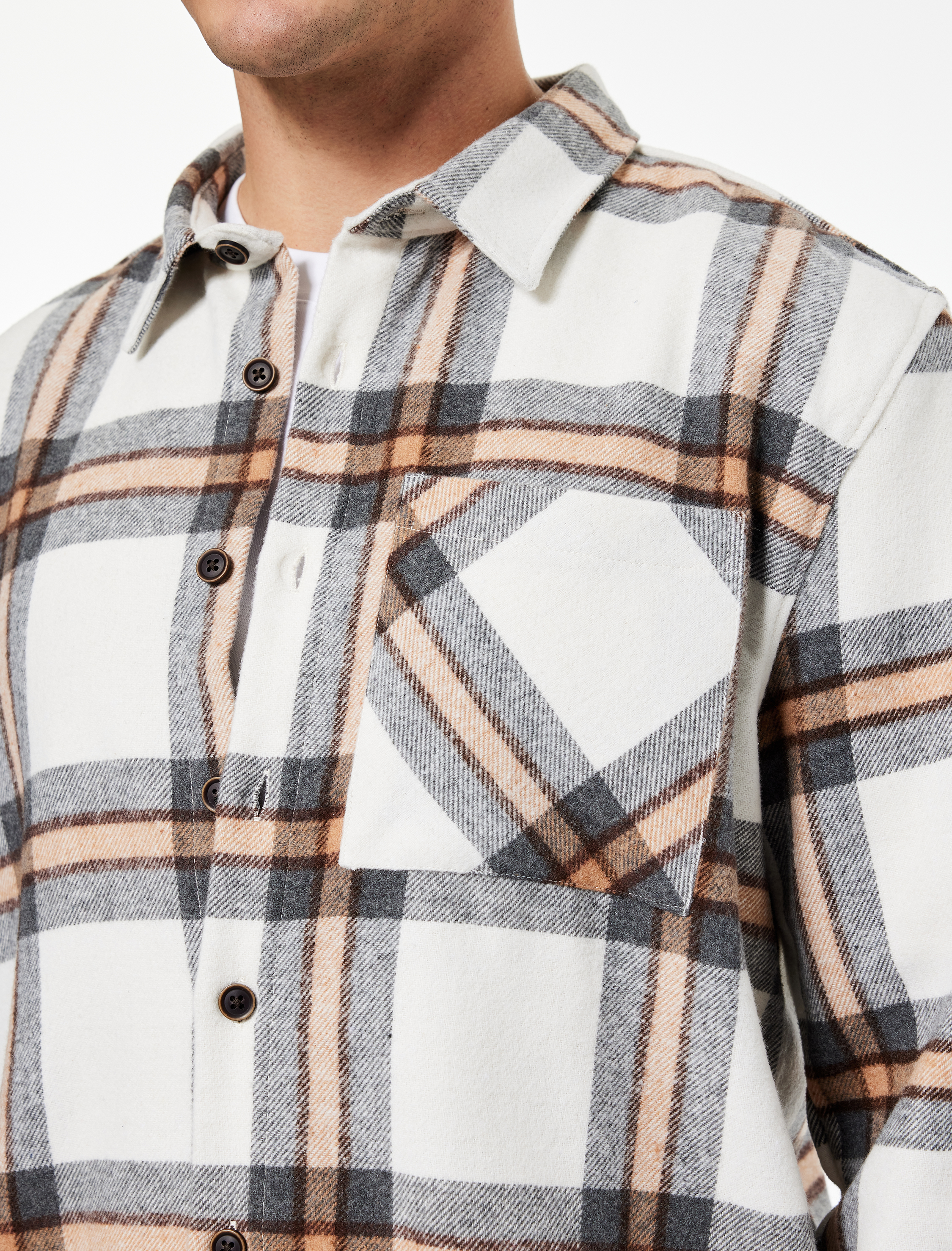   Uzun Kollu Regular Fit Cep Detaylı Klasik Yaka Oduncu Gömleği