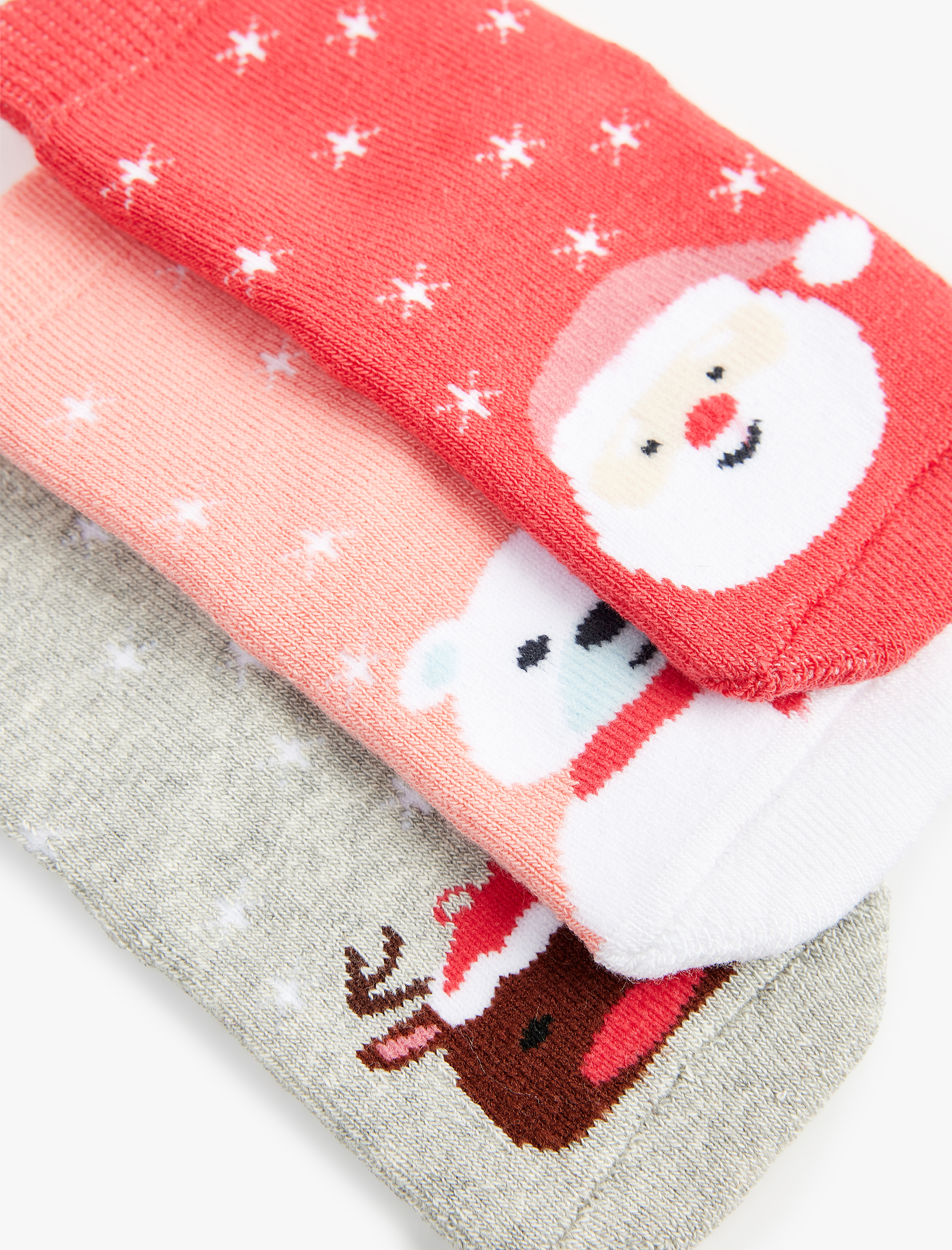  Kız Bebek Yılbaşı Temalı Hayvanlar Detaylı Pamuklu Havlu Çorap Seti