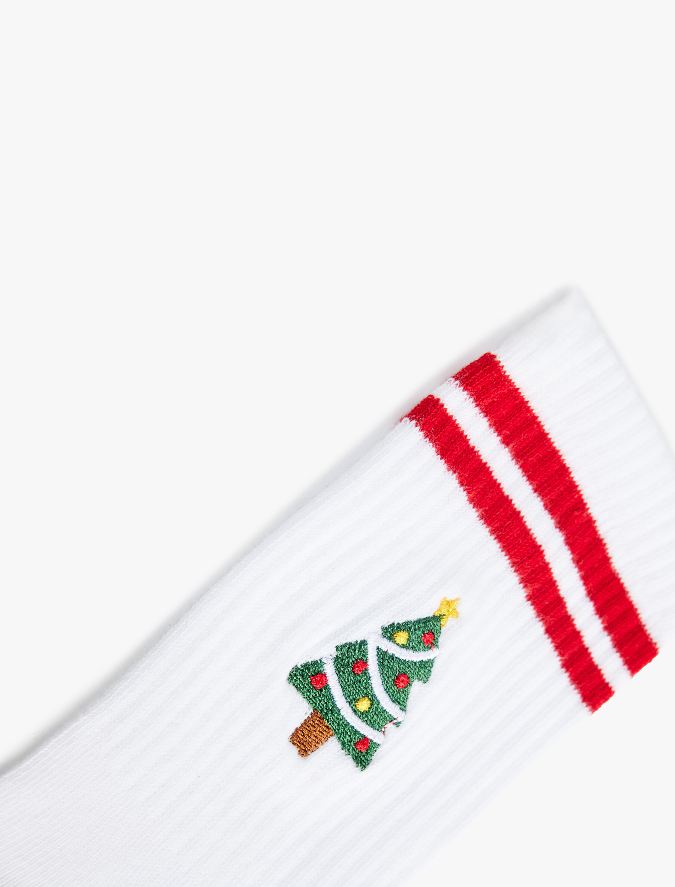  Kadın Çizgili Yılbaşı Ağacı Baskılı Tenis Çorabı