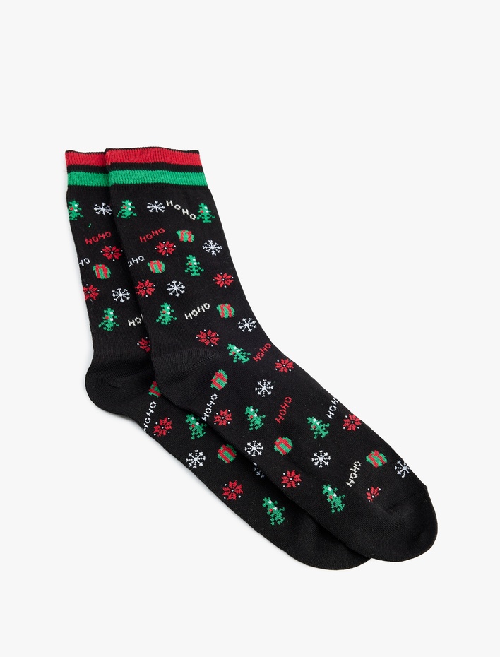 Erkek Pamuklu Yılbaşı Temalı Havlu Soket Çorap